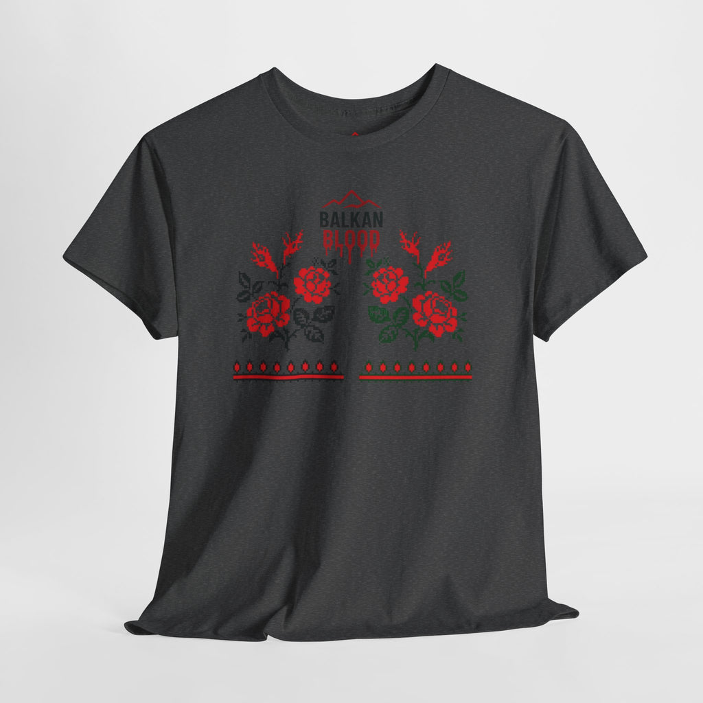 Bulgaria Balkan Blood Unisex Heavy Cotton Tee, Vintage Floral Graphic Shirt