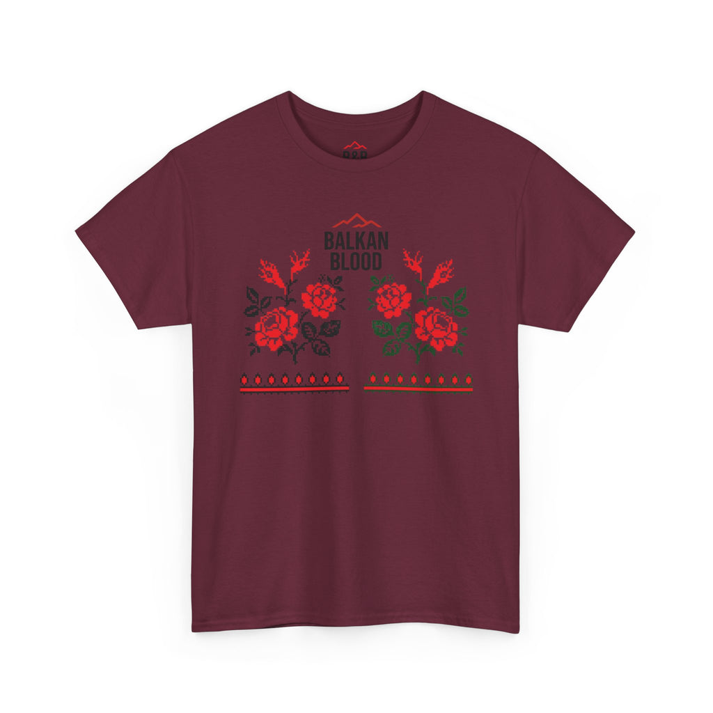 Bulgaria Balkan Blood Unisex Heavy Cotton Tee, Vintage Floral Graphic Shirt, Cultural Heritage Top, Gift for Travelers, Heritage Celebration Apparel