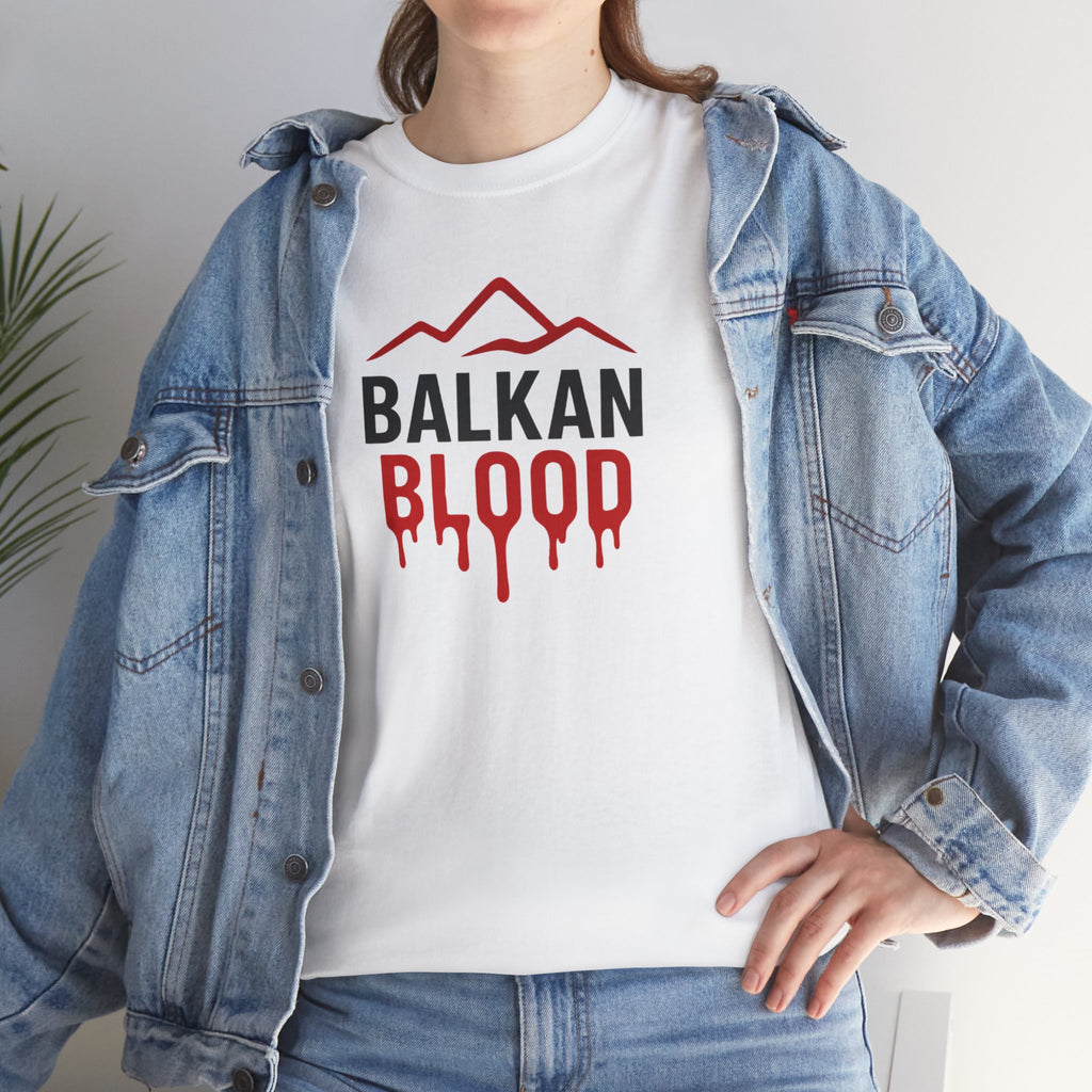 Balkan Blood T-Shirt — Heritage Graphic Tee with Multilingual “Blood” Back Print