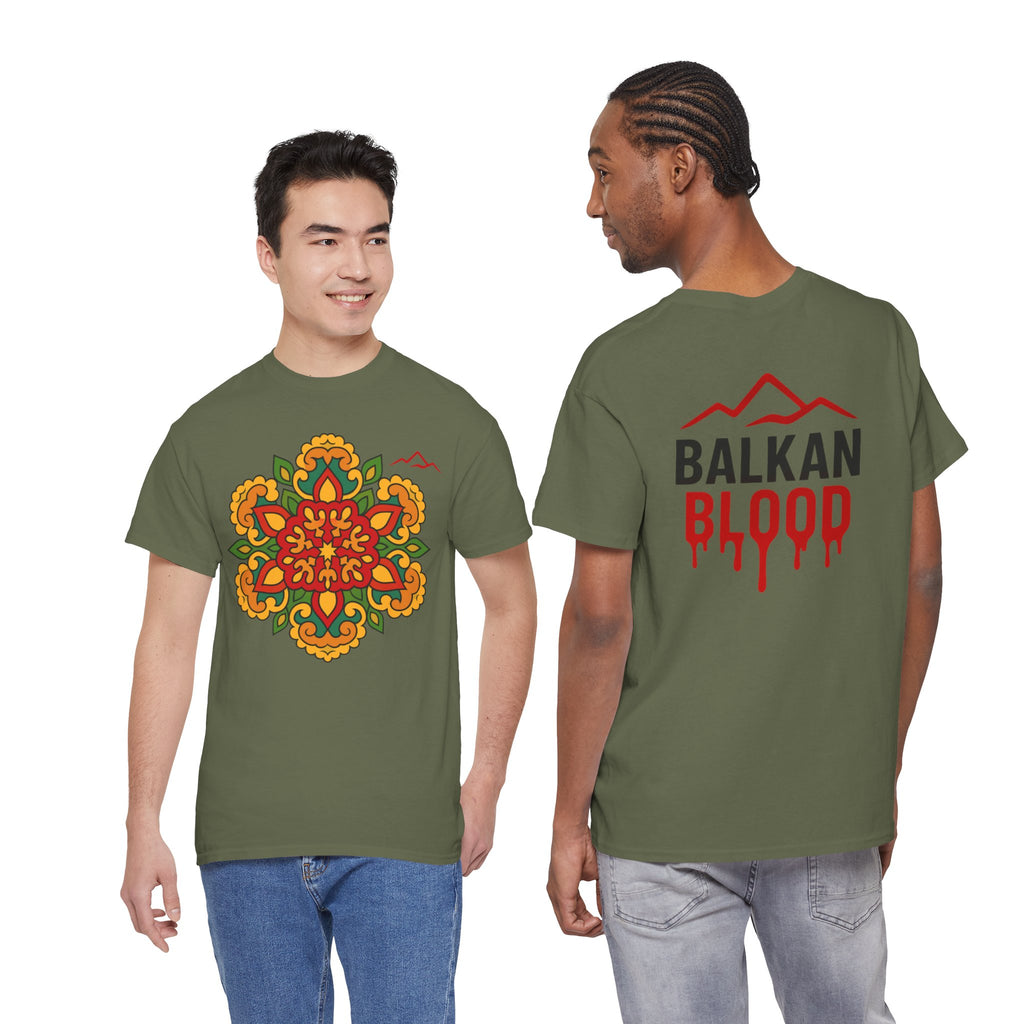 Balkan Blood T‑Shirt — Traditional Balkan Floral Medallion