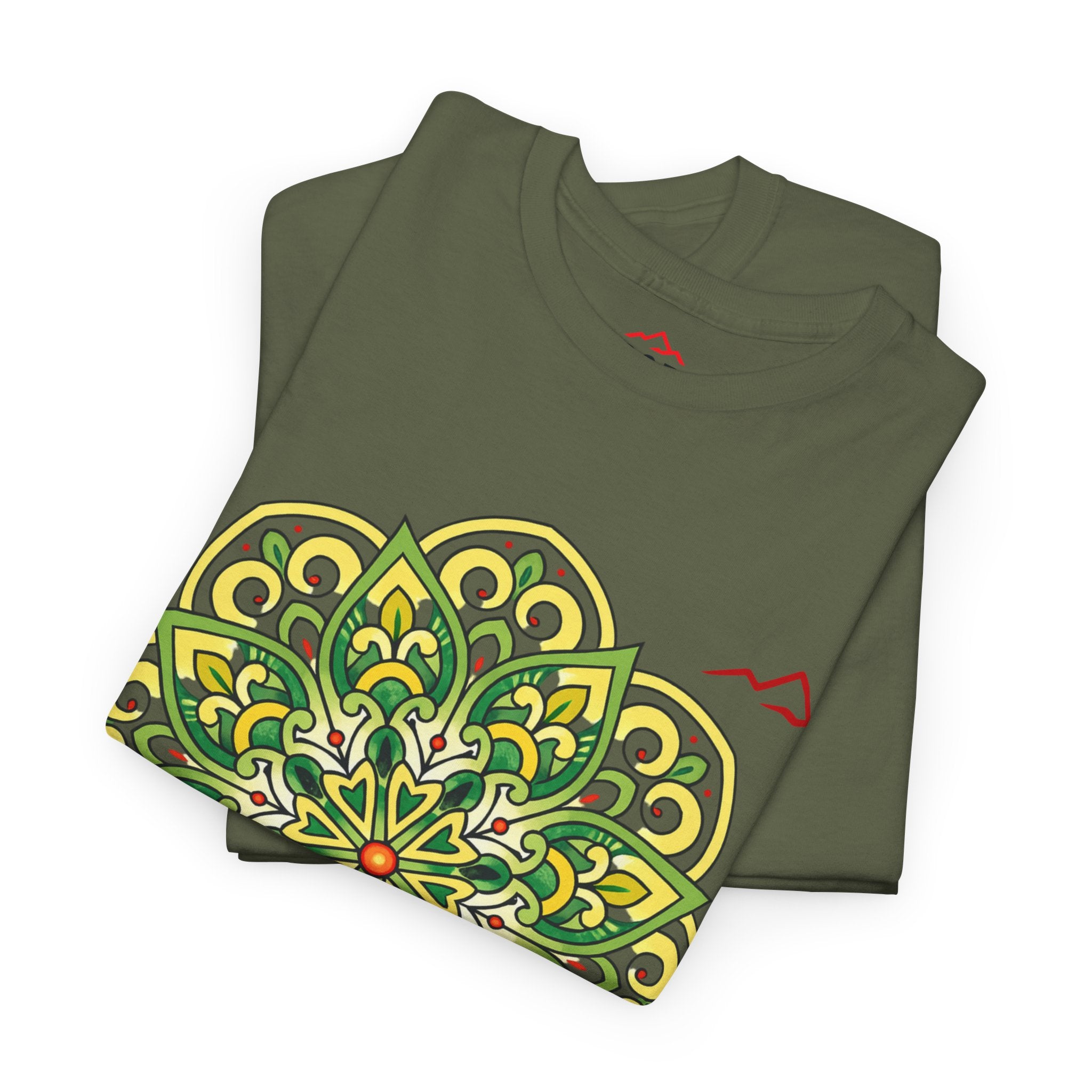 Balkan Blood Graphic Tee — Green Mandala Front & Drip Logo Back