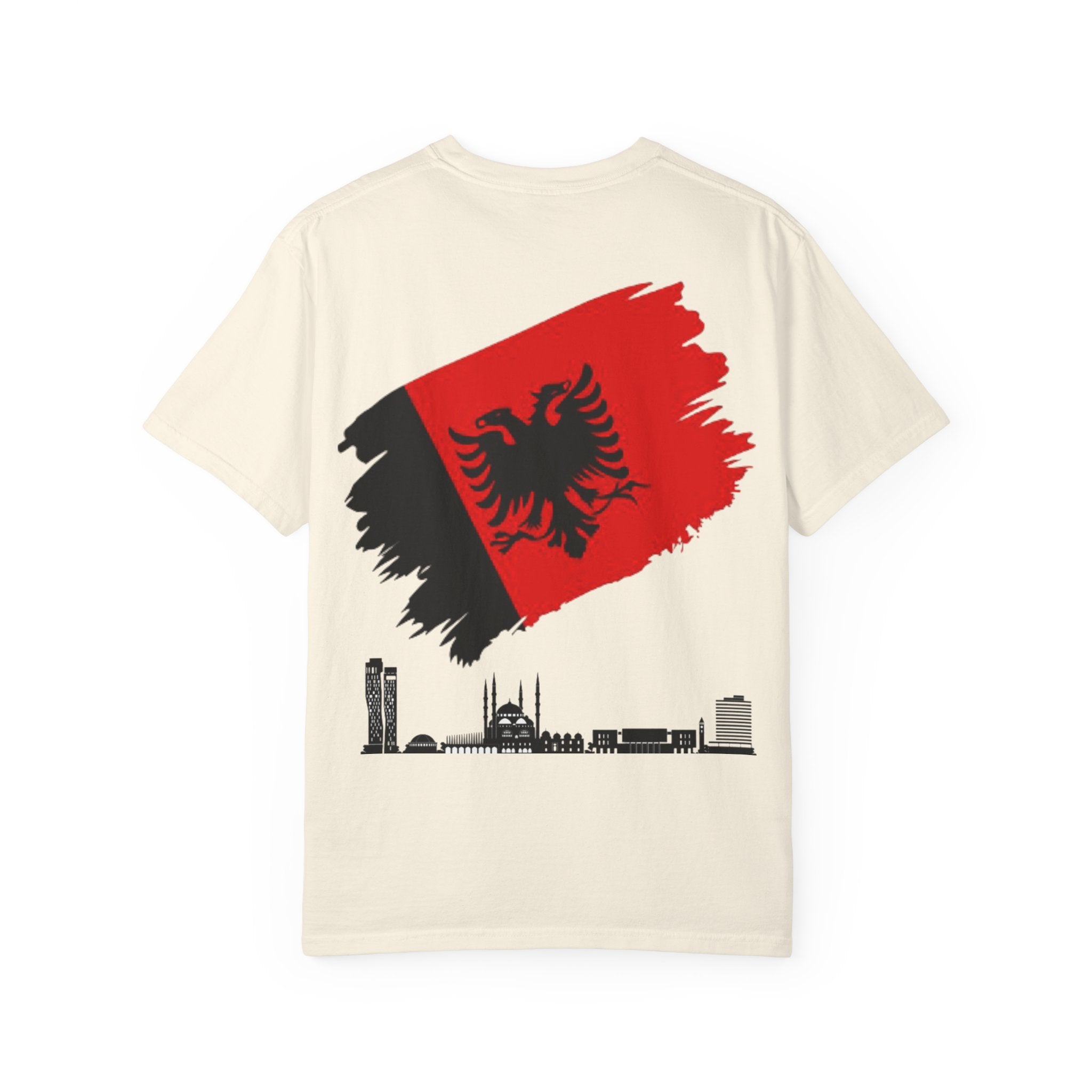 Albanian Balkan Heritage T-Shirt - Unisex Garment-Dyed Tee, Albania Pride Apparel, Cultural Gift, Travel Souvenir, Festival Wear
