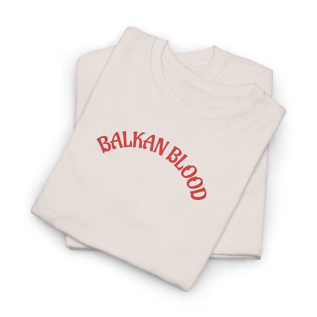 Embroidery Balkan Blood T‑Shirt — Red Arch Logo