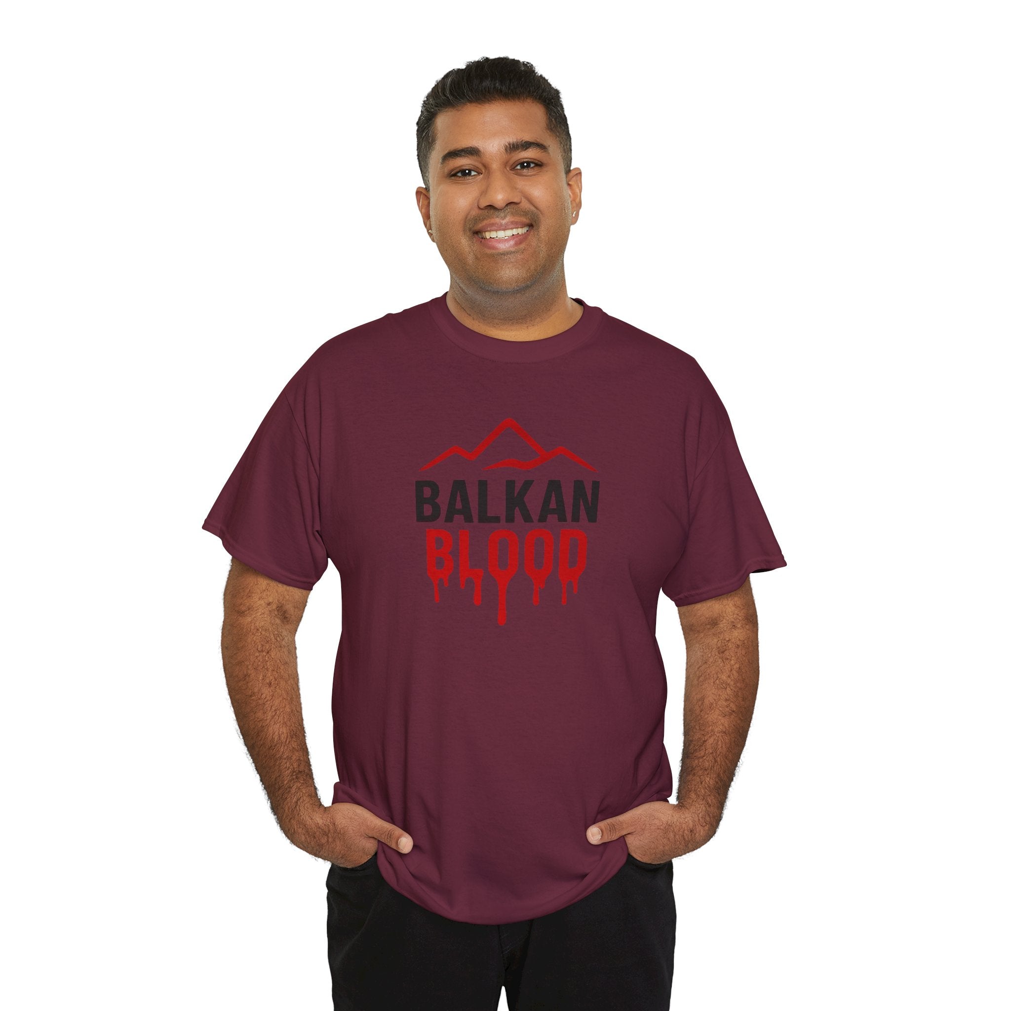 Balkan Blood T-Shirt — Heritage Graphic Tee with Multilingual “Blood” Back Print