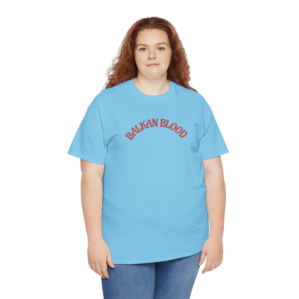 Embroidery Balkan Blood T‑Shirt — Red Arch Logo