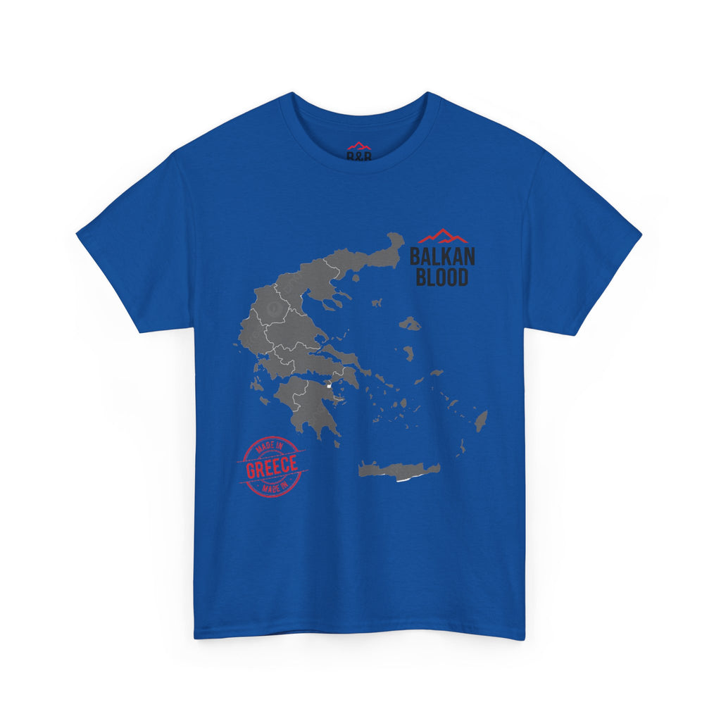 Balkan Blood Tee | Unisex Heavy Cotton T-Shirt, Greece Souvenir Shirt, Travel Gift, Casual Wear, Unique Graphic Tee