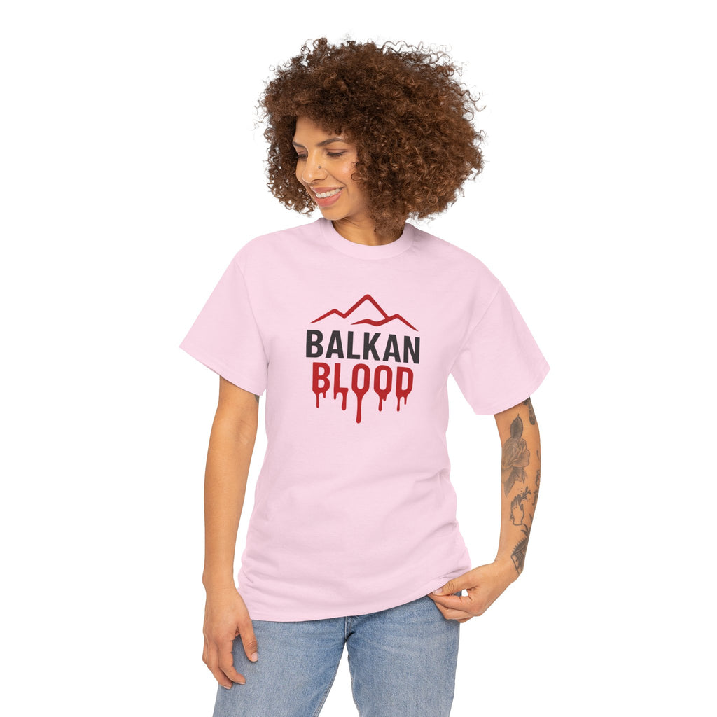 Balkan Blood T-Shirt — Heritage Graphic Tee with Multilingual “Blood” Back Print