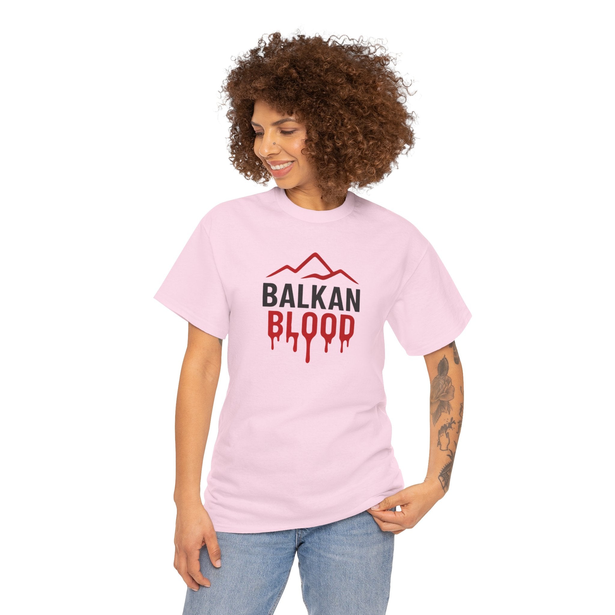 Balkan Blood T-Shirt — Heritage Graphic Tee with Multilingual “Blood” Back Print