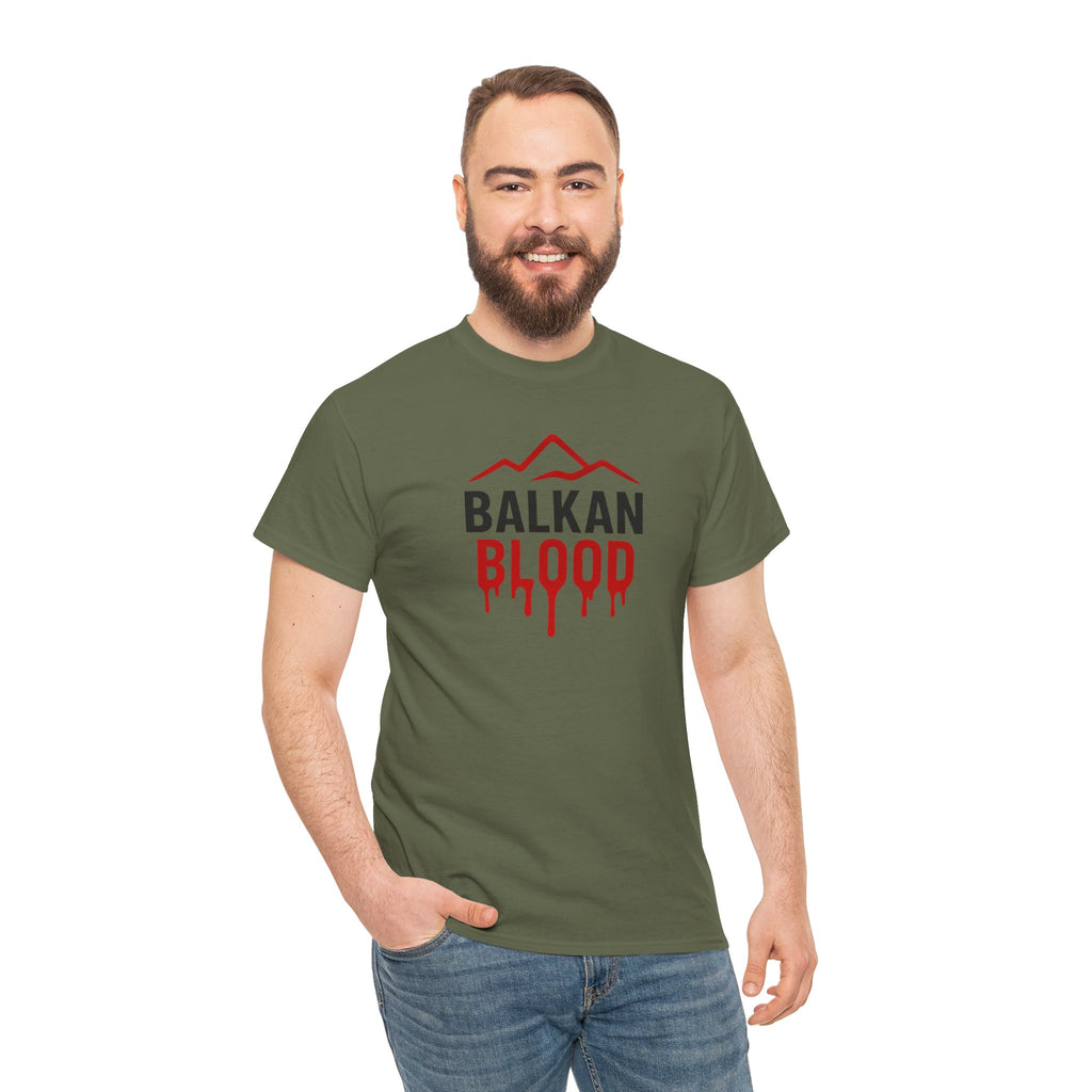 Balkan Blood T-Shirt — Heritage Graphic Tee with Multilingual “Blood” Back Print