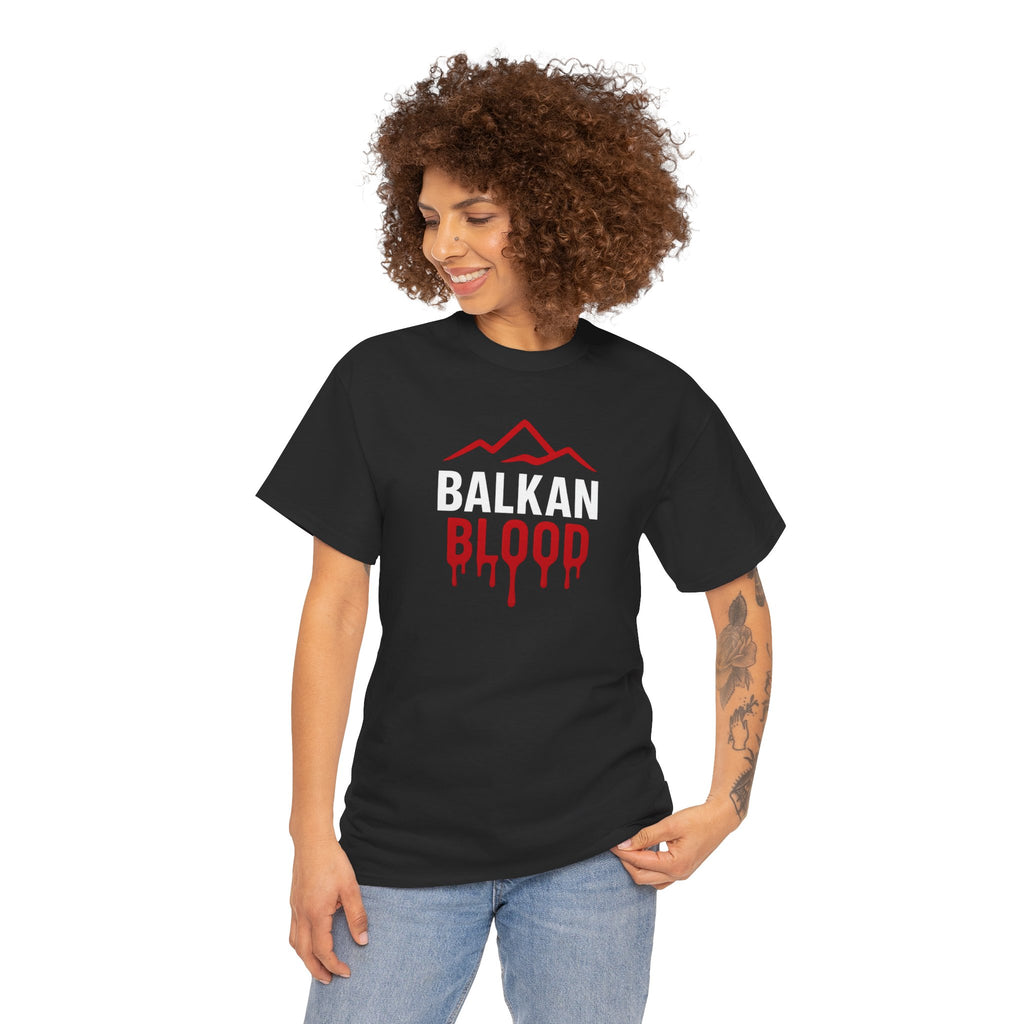 Balkan Blood T-Shirt — Heritage Graphic Tee with Multilingual “Blood” Back Print