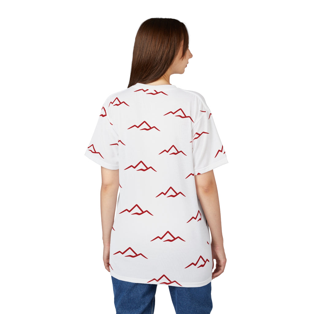 T‑Shirt — "Balkan Blood" Red Mountain Pattern All‑Over Print