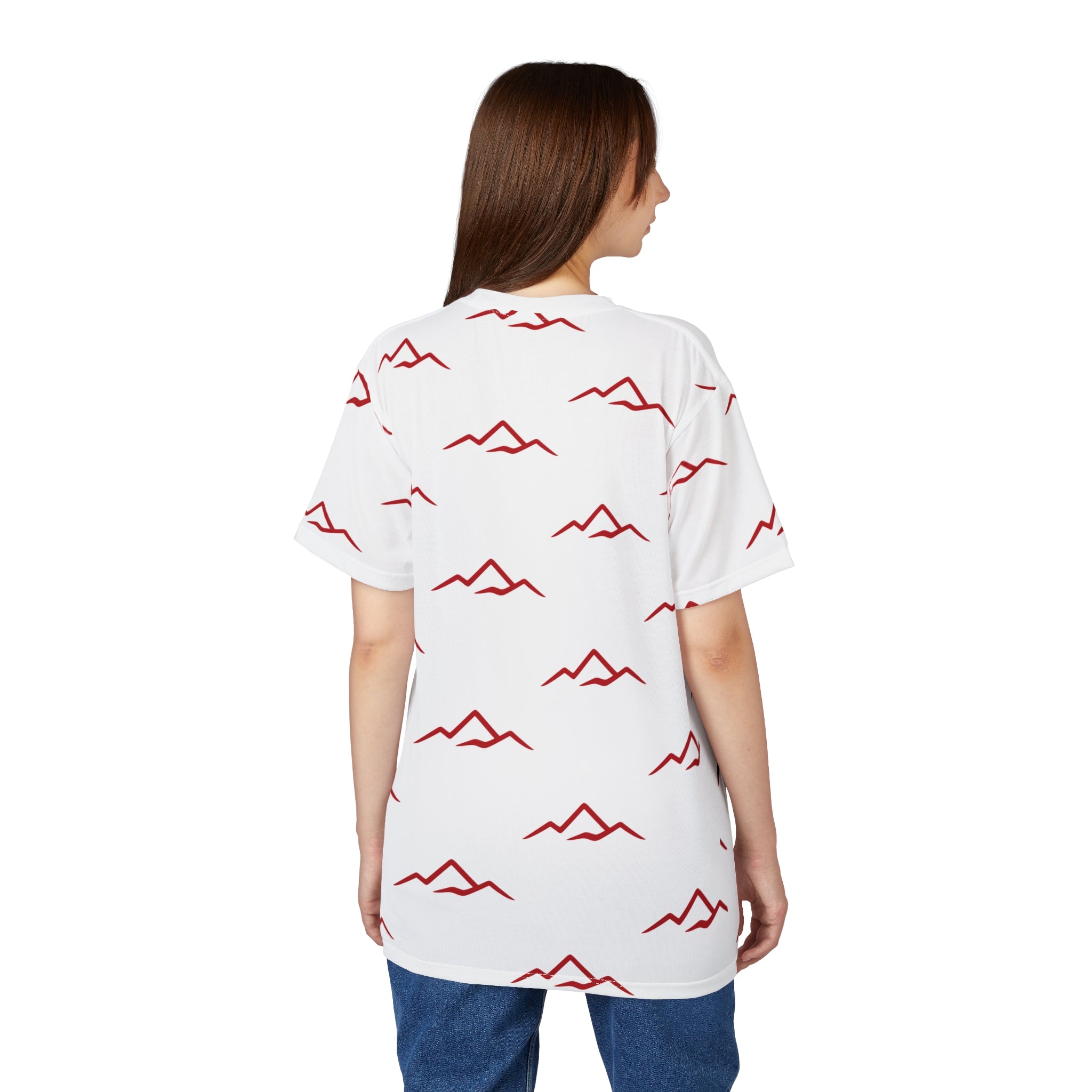 T‑Shirt — "Balkan Blood" Red Mountain Pattern All‑Over Print