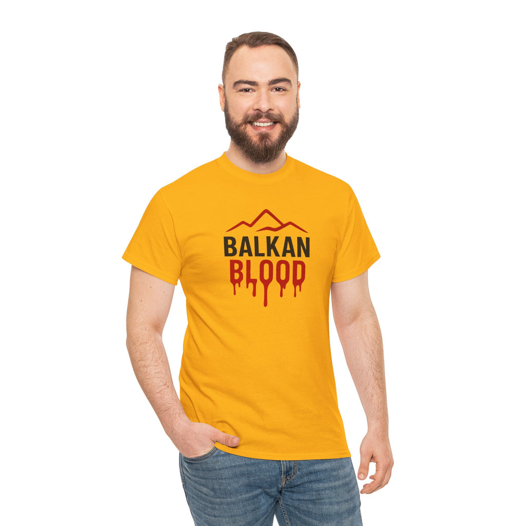 Balkan Blood T-Shirt — Heritage Graphic Tee with Multilingual “Blood” Back Print