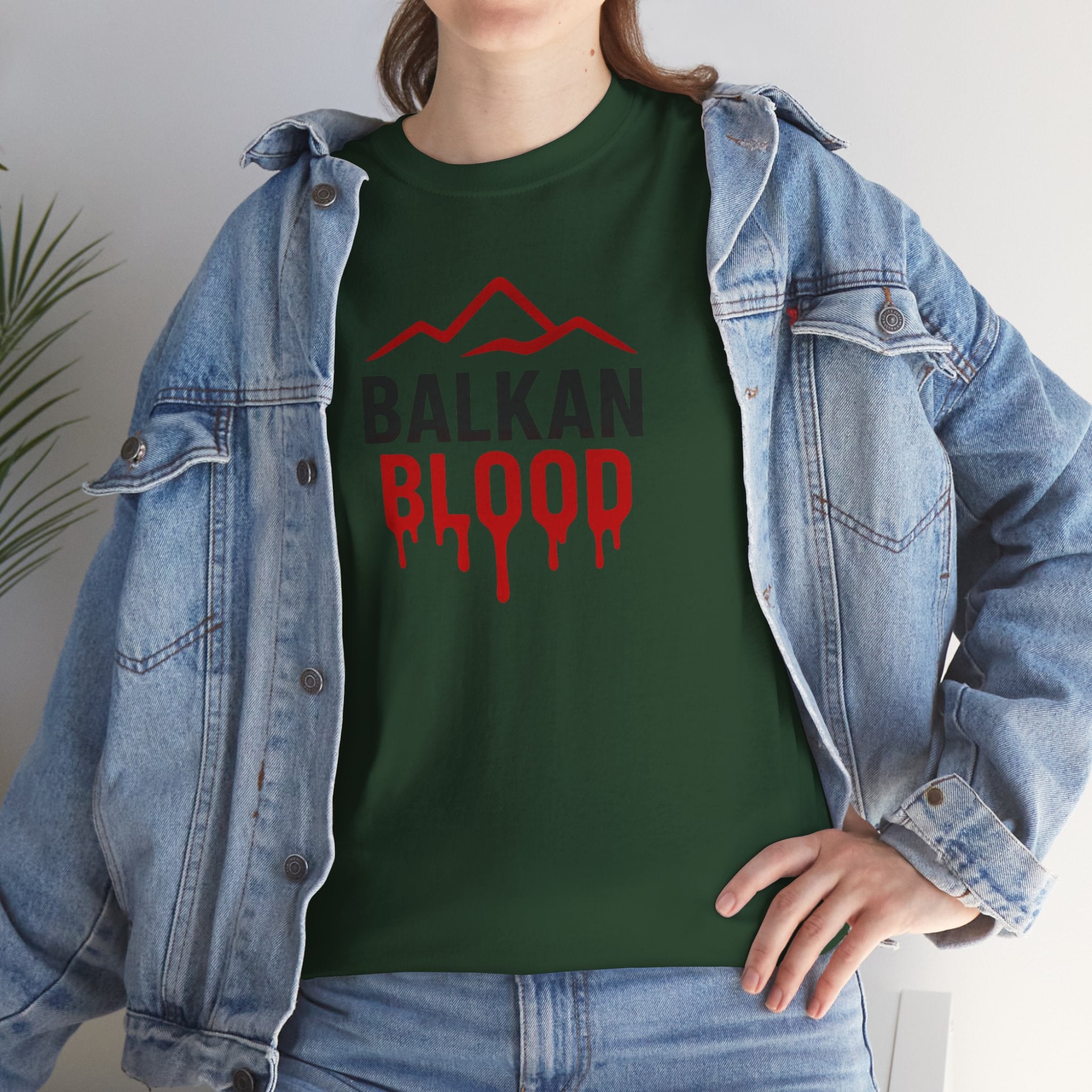 Balkan Blood T-Shirt — Heritage Graphic Tee with Multilingual “Blood” Back Print