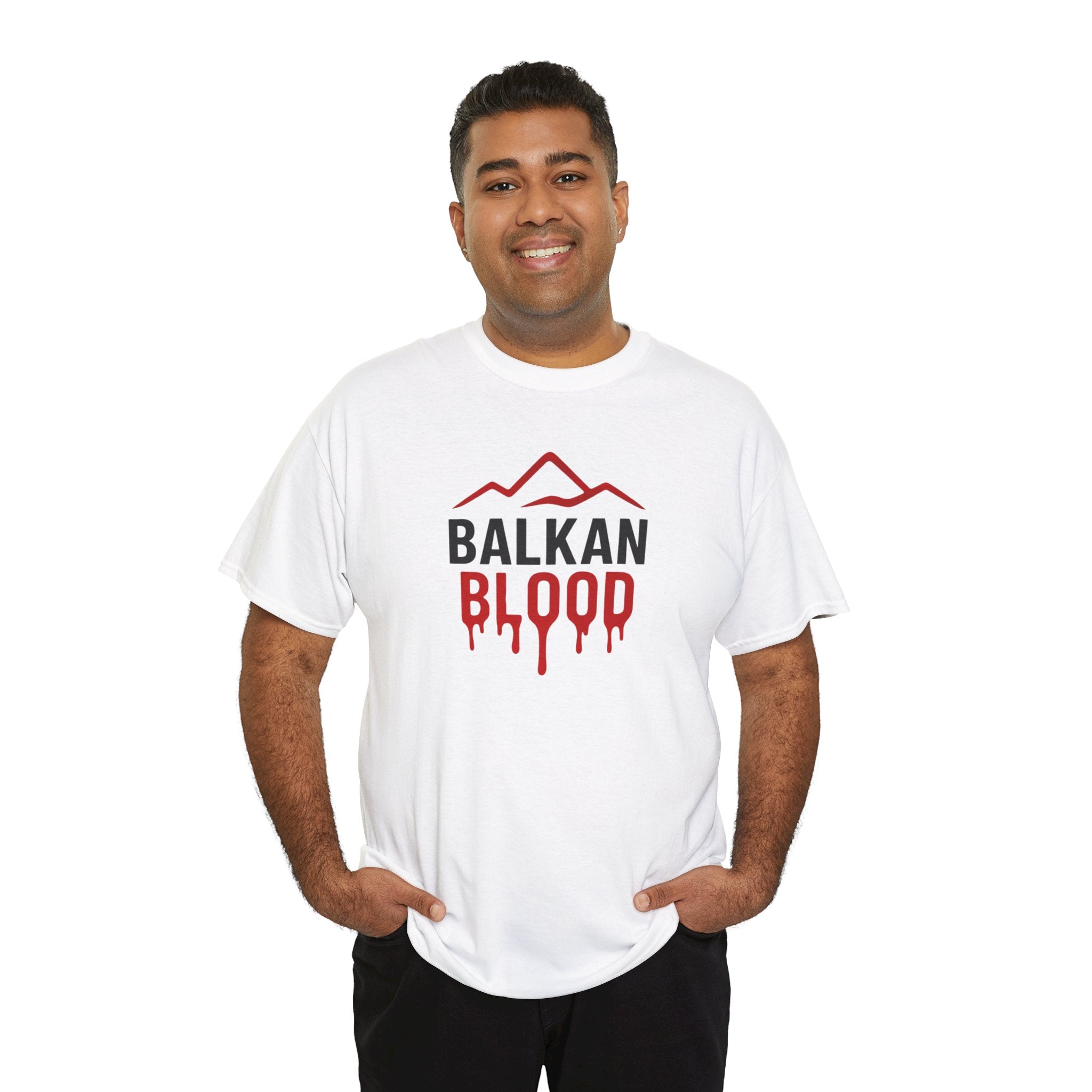 Balkan Blood T-Shirt — Heritage Graphic Tee with Multilingual “Blood” Back Print
