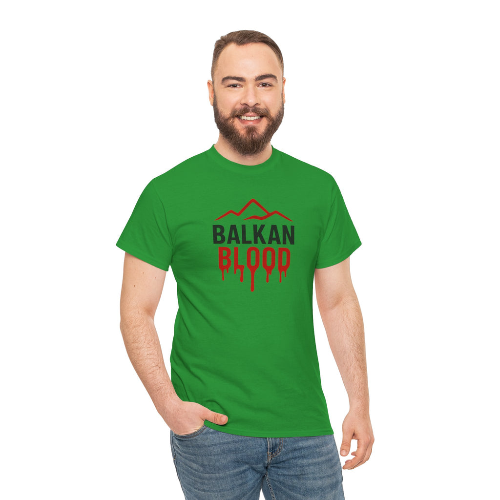 Balkan Blood T-Shirt — Heritage Graphic Tee with Multilingual “Blood” Back Print