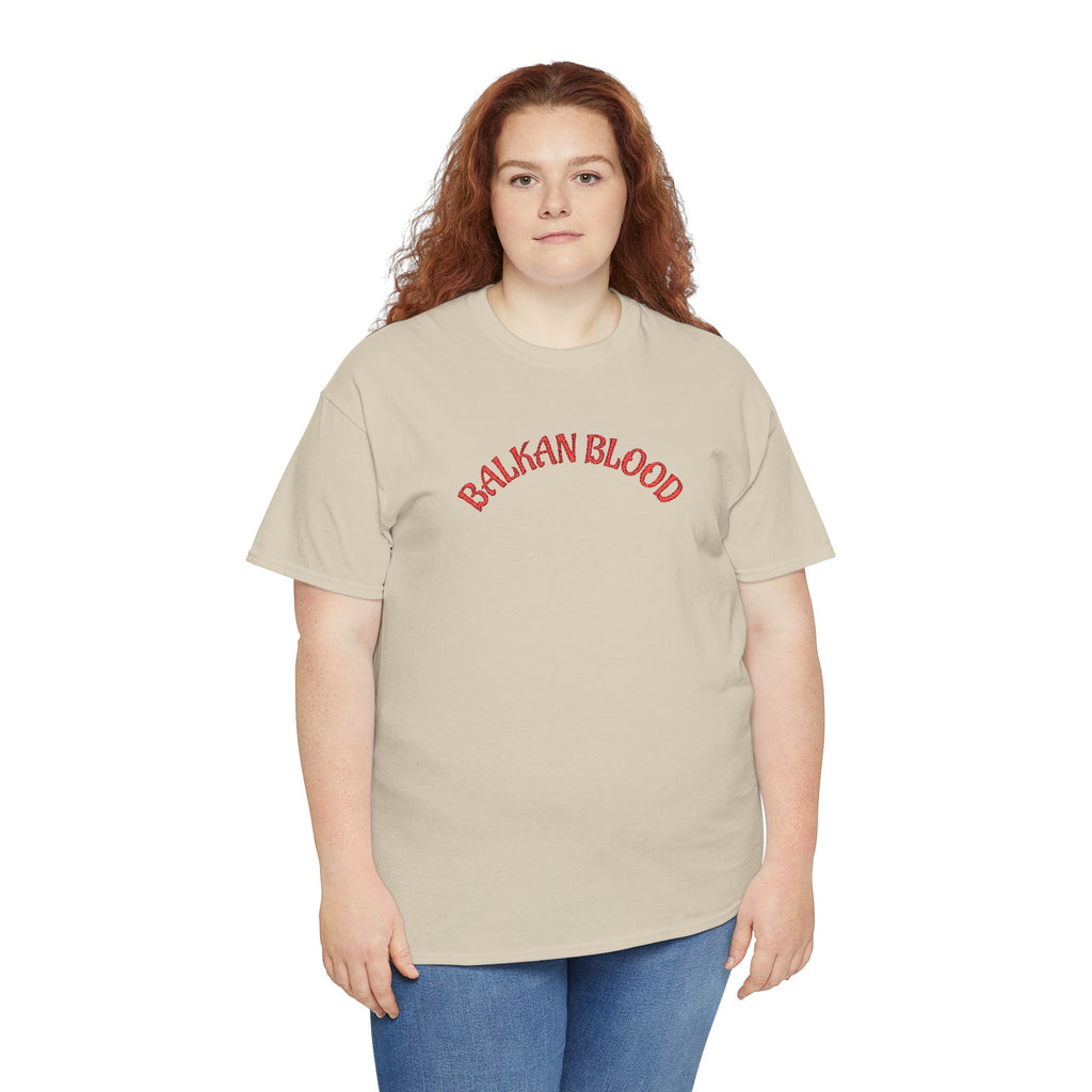Embroidery Balkan Blood T‑Shirt — Red Arch Logo