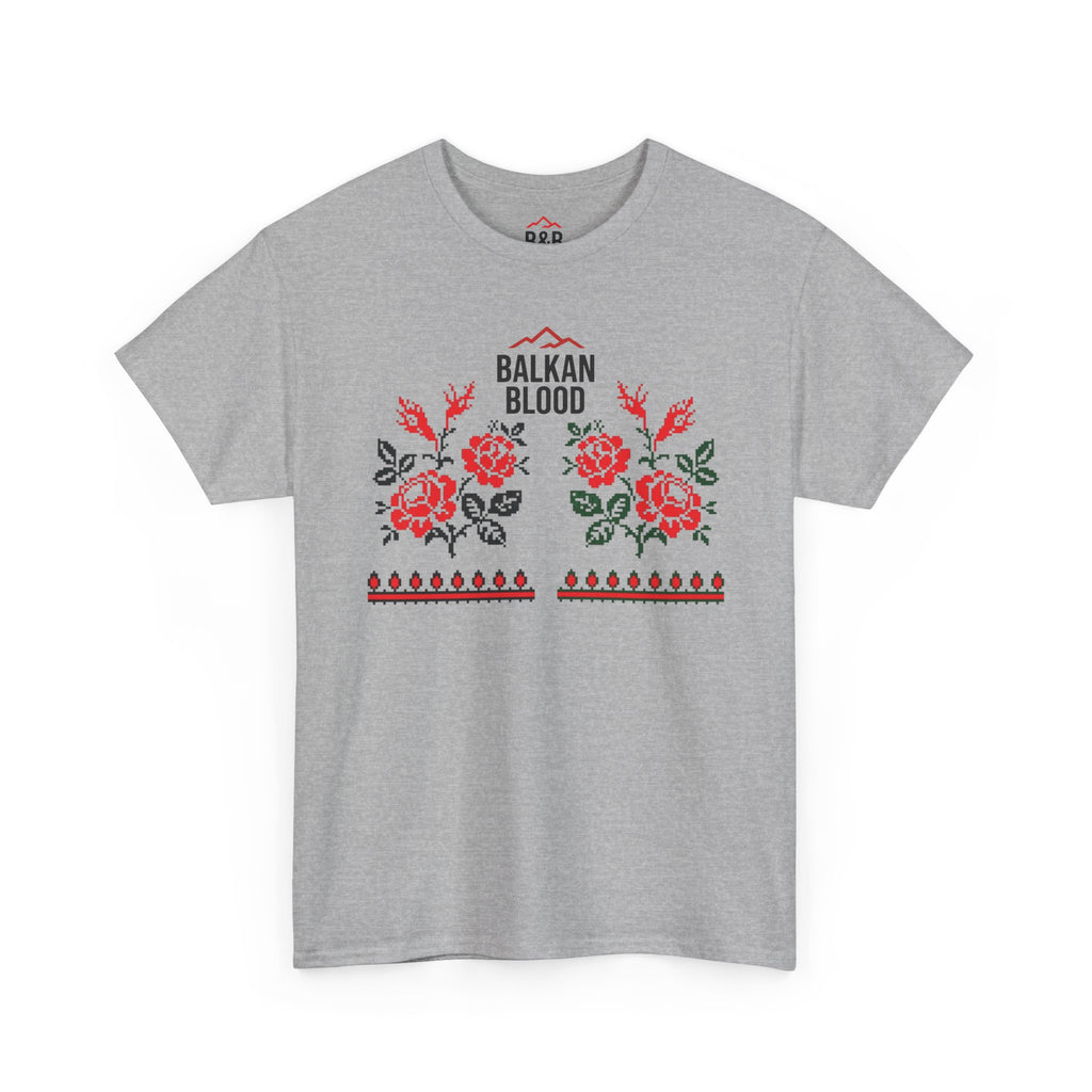 Bulgaria Balkan Blood Unisex Heavy Cotton Tee, Vintage Floral Graphic Shirt, Cultural Heritage Top, Gift for Travelers, Heritage Celebration Apparel