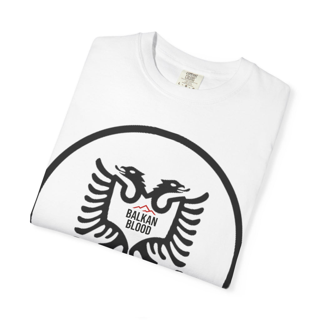Albanian Balkan Heritage T-Shirt - Unisex Garment-Dyed Tee, Albania Pride Apparel, Cultural Gift, Travel Souvenir, Festival Wear