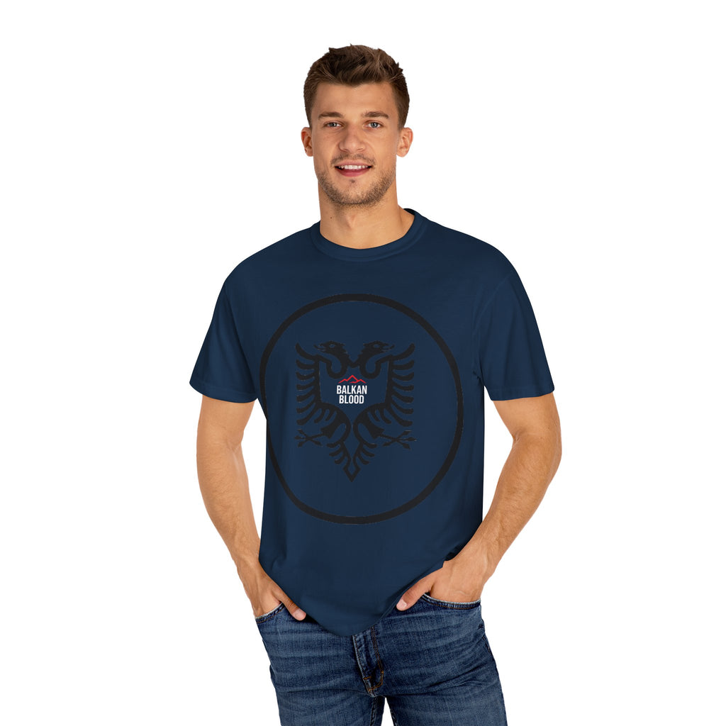 Albanian Balkan Heritage T-Shirt - Unisex Garment-Dyed Tee, Albania Pride Apparel, Cultural Gift, Travel Souvenir, Festival Wear