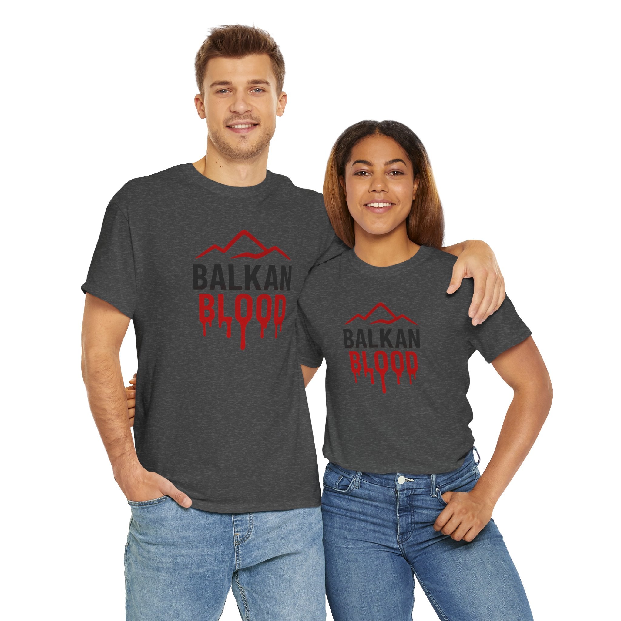 Balkan Blood T-Shirt — Heritage Graphic Tee with Multilingual “Blood” Back Print