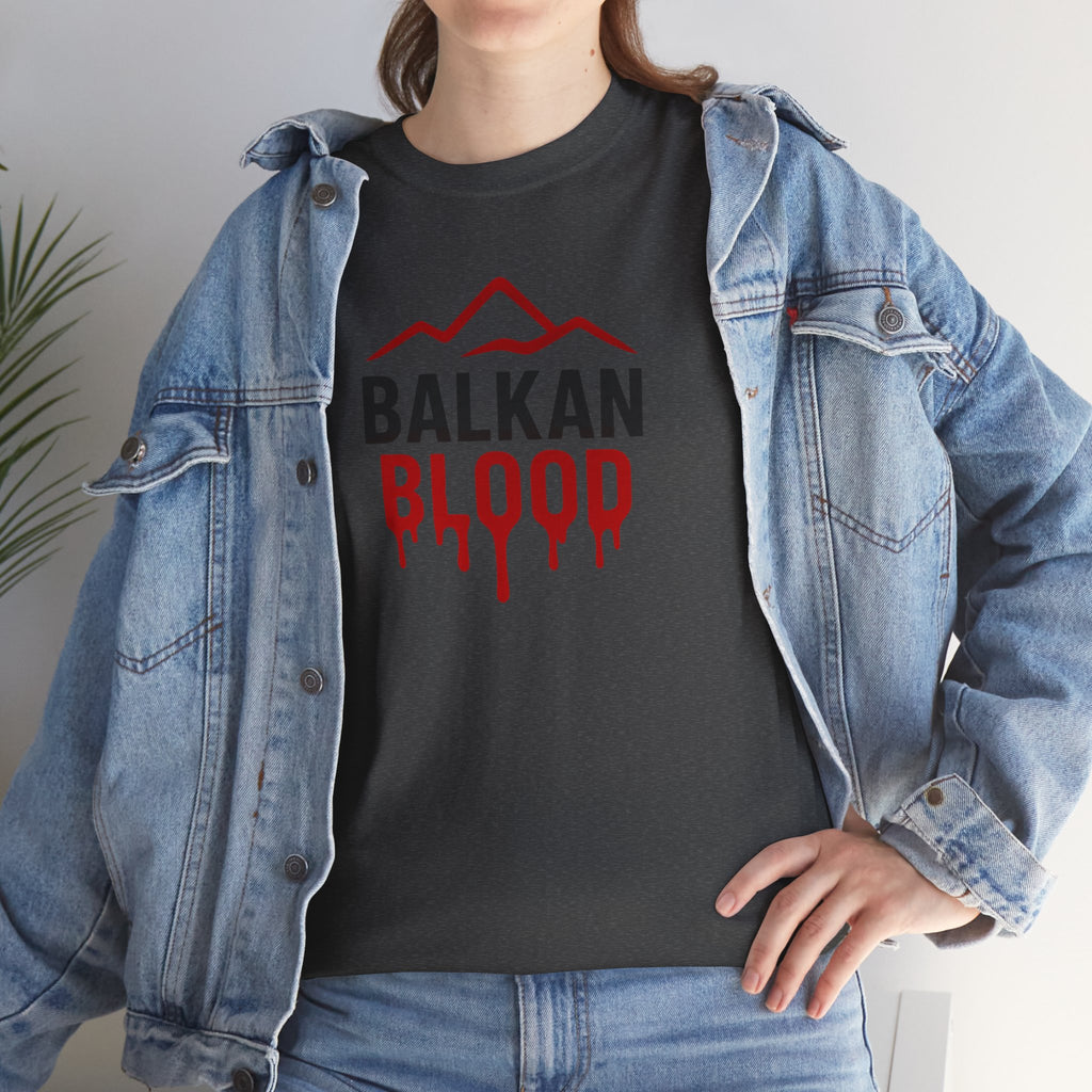 Balkan Blood T-Shirt — Heritage Graphic Tee with Multilingual “Blood” Back Print