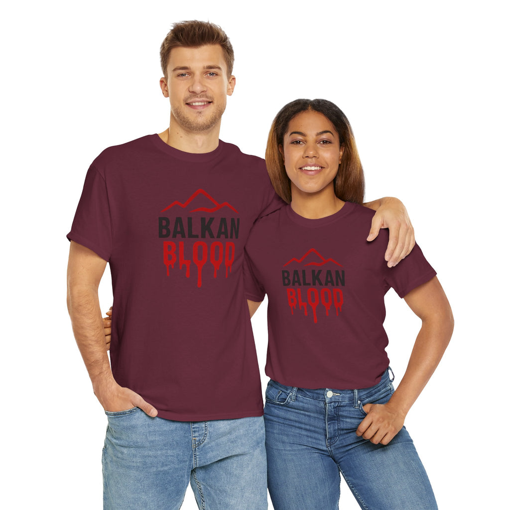 Balkan Blood T-Shirt — Heritage Graphic Tee with Multilingual “Blood” Back Print