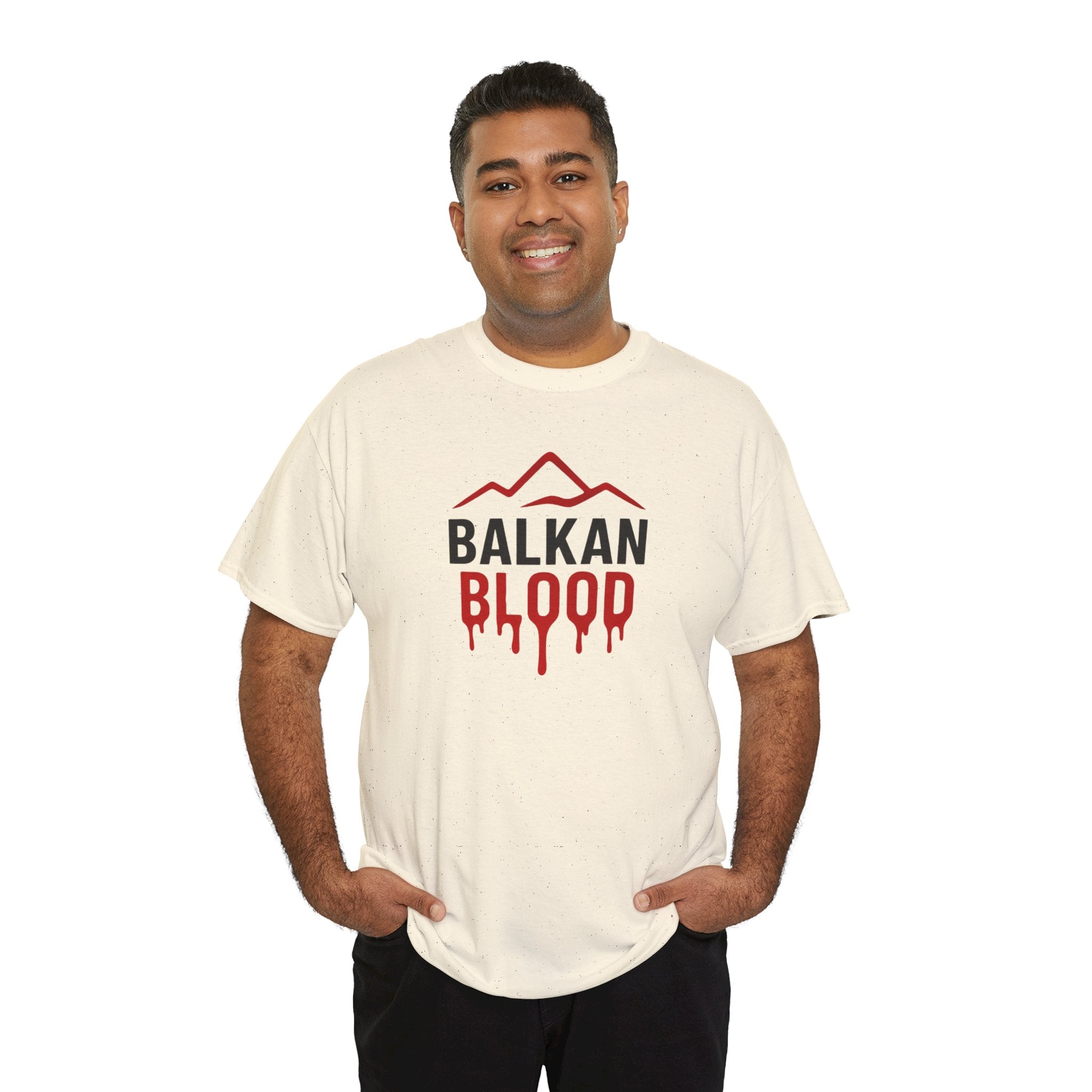 Balkan Blood T-Shirt — Heritage Graphic Tee with Multilingual “Blood” Back Print