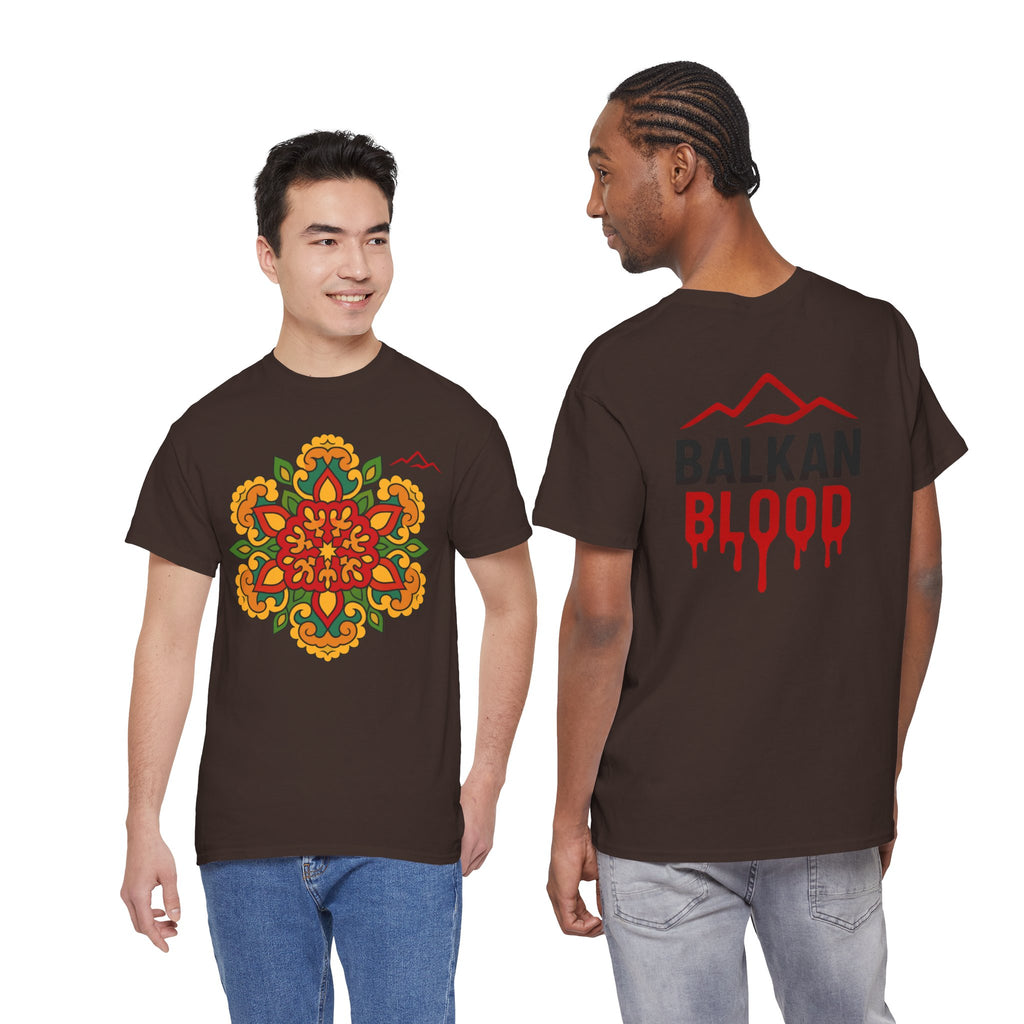 Balkan Blood T‑Shirt — Traditional Balkan Floral Medallion
