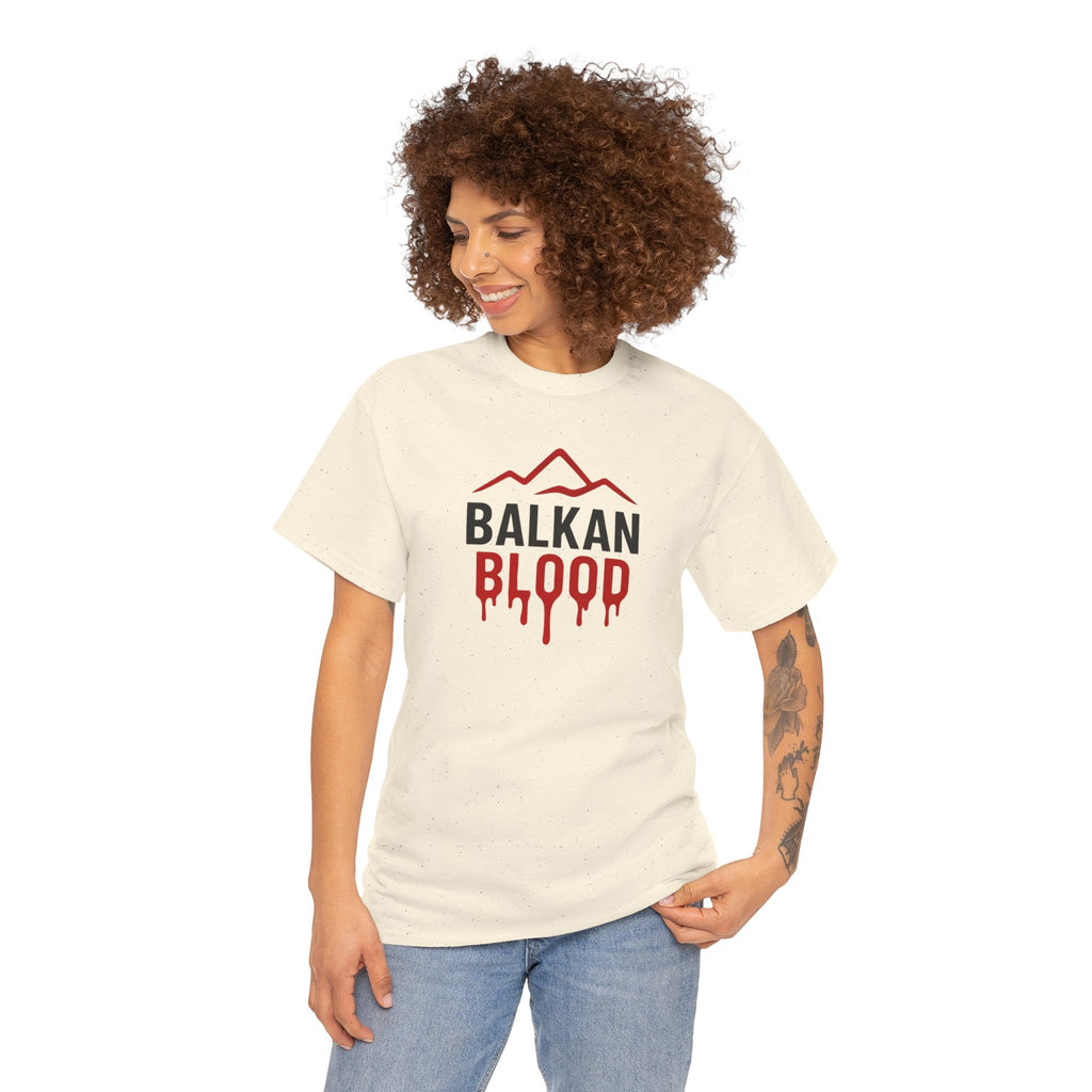 Balkan Blood T-Shirt — Heritage Graphic Tee with Multilingual “Blood” Back Print