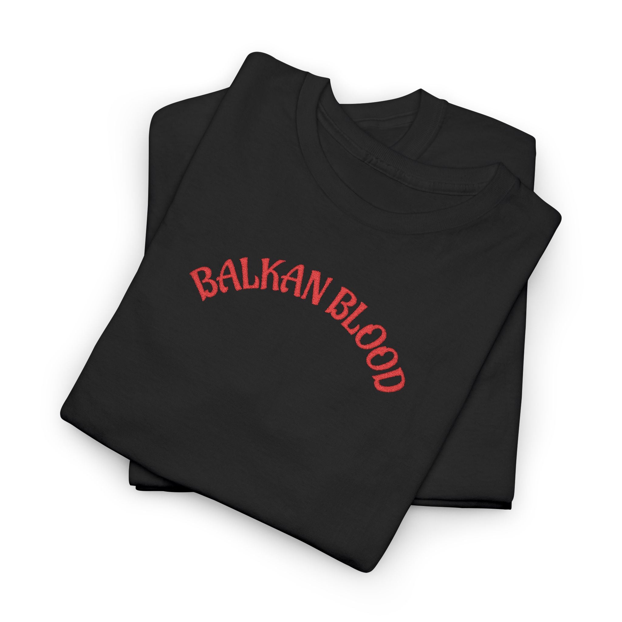 Embroidery Balkan Blood T‑Shirt — Red Arch Logo