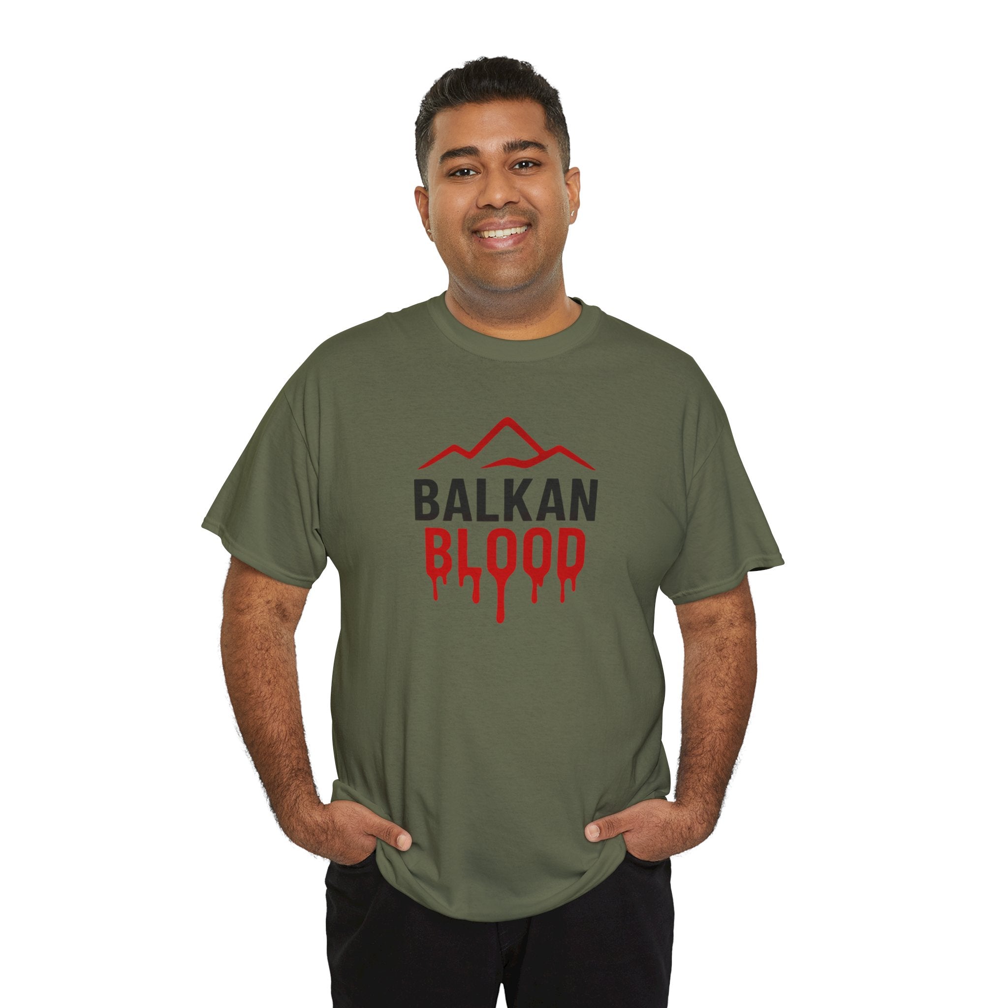 Balkan Blood T-Shirt — Heritage Graphic Tee with Multilingual “Blood” Back Print