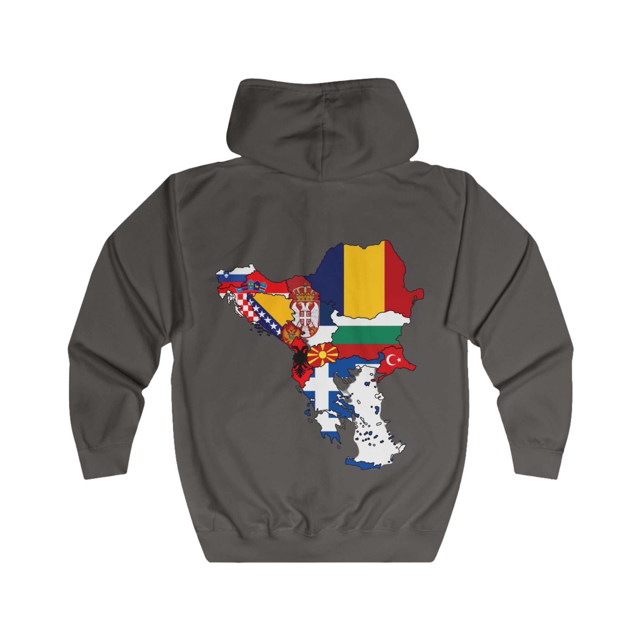 Balkan Blood Unisex Full Zip Hoodie, Cozy Casual Wear for Travel Lovers, Perfect for Events, Gifts, Holidays, Outdoor Adventures