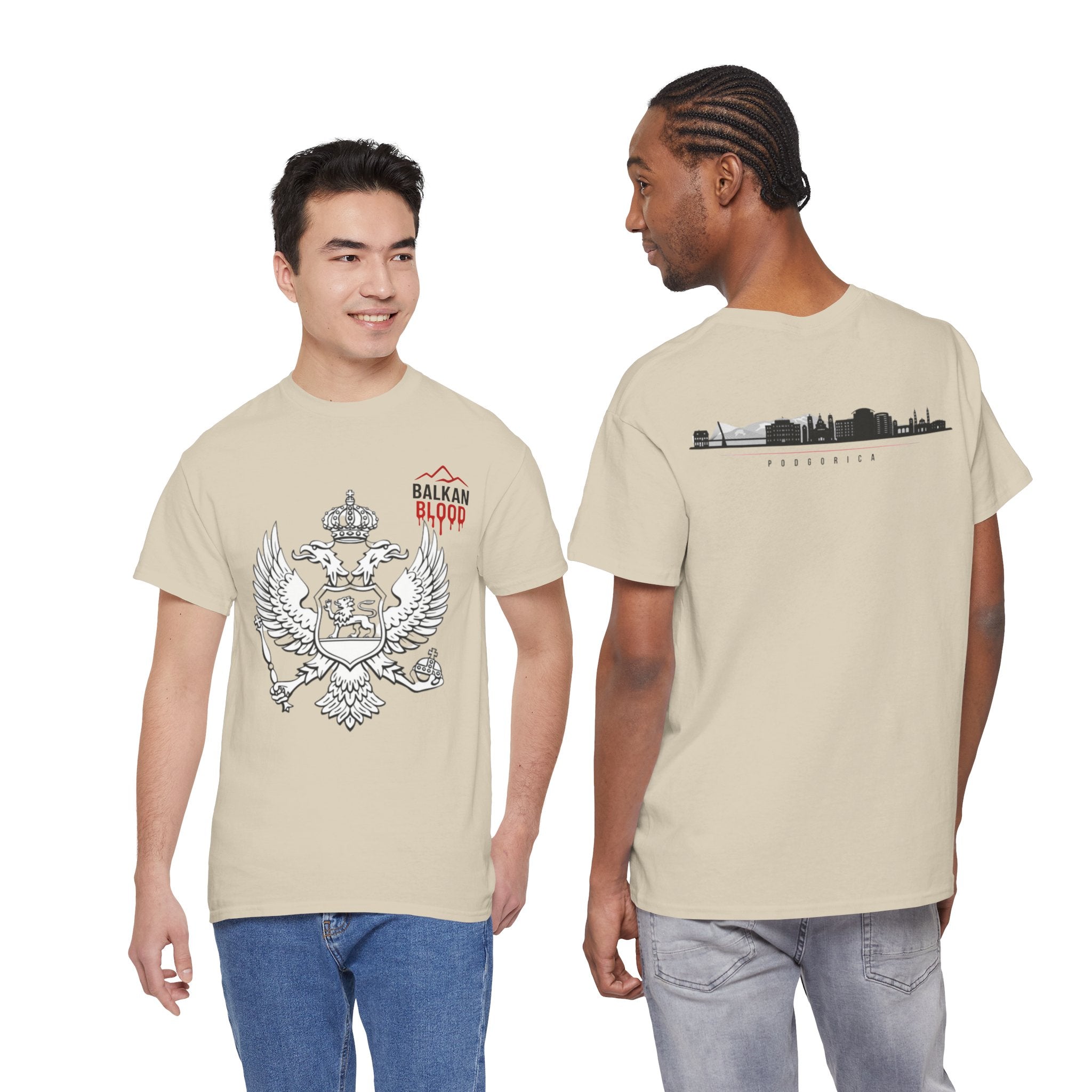 Montenegro/Balkan Blood Unisex Heavy Cotton Tee, Vintage Style Shirt