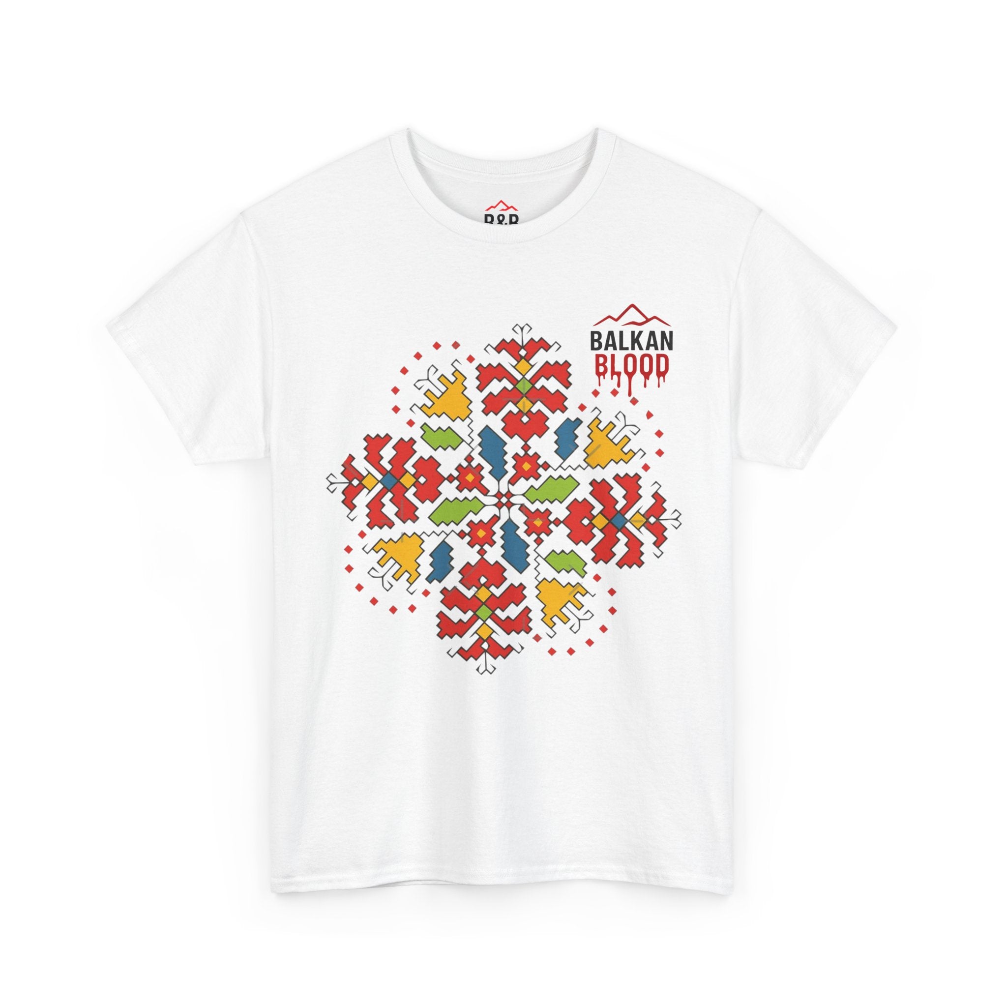 Balkan Blood Unisex Heavy Cotton Tee, Balkan Emrodery