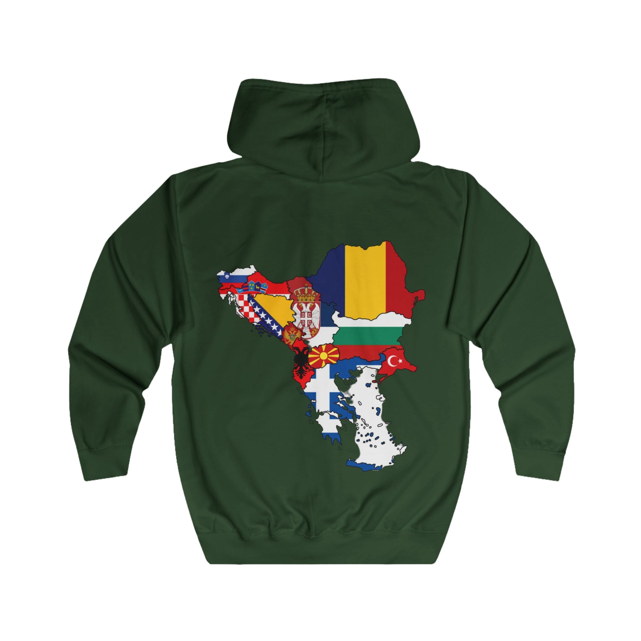 Balkan Blood Unisex Full Zip Hoodie, Cozy Casual Wear for Travel Lovers, Perfect for Events, Gifts, Holidays, Outdoor Adventures