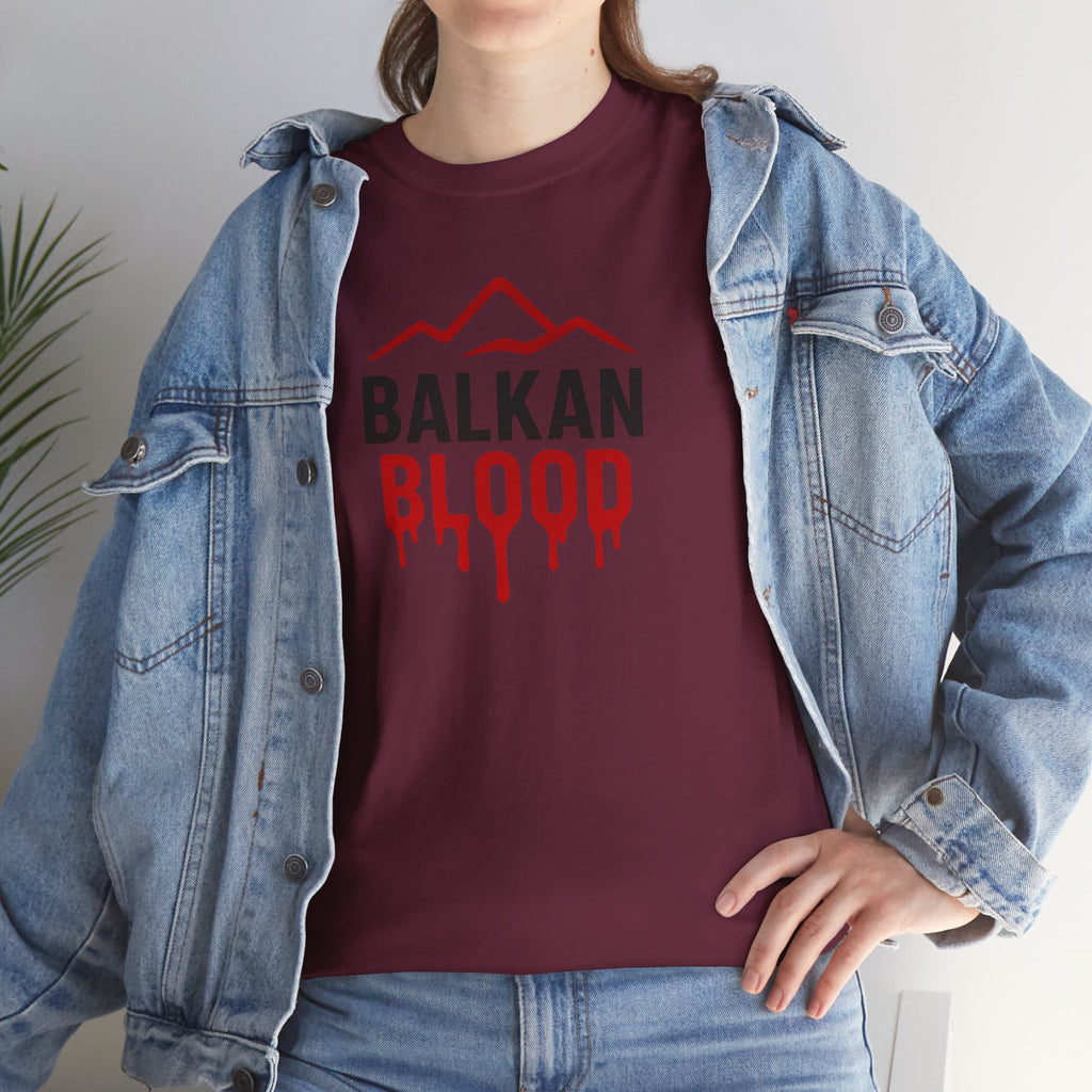 Balkan Blood T-Shirt — Heritage Graphic Tee with Multilingual “Blood” Back Print