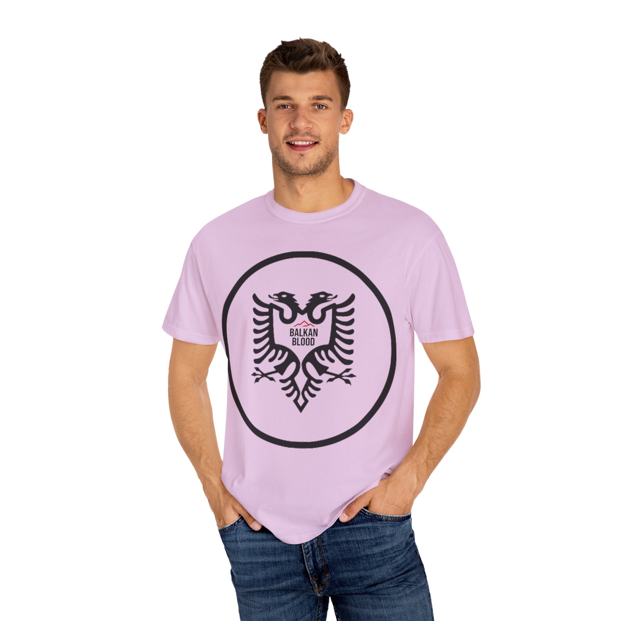 Albanian Balkan Heritage T-Shirt - Unisex Garment-Dyed Tee, Albania Pride Apparel, Cultural Gift, Travel Souvenir, Festival Wear