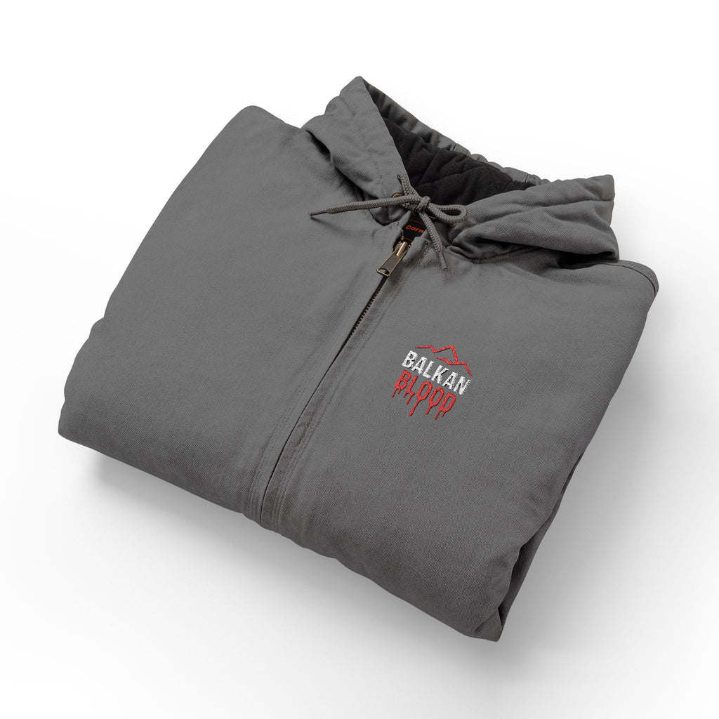 Embroidered 'Honor & Blood' Work Jacket – Heavy Duck Cloth Hooded Jacket