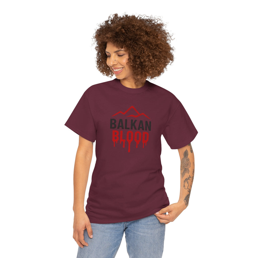 Balkan Blood T-Shirt — Heritage Graphic Tee with Multilingual “Blood” Back Print