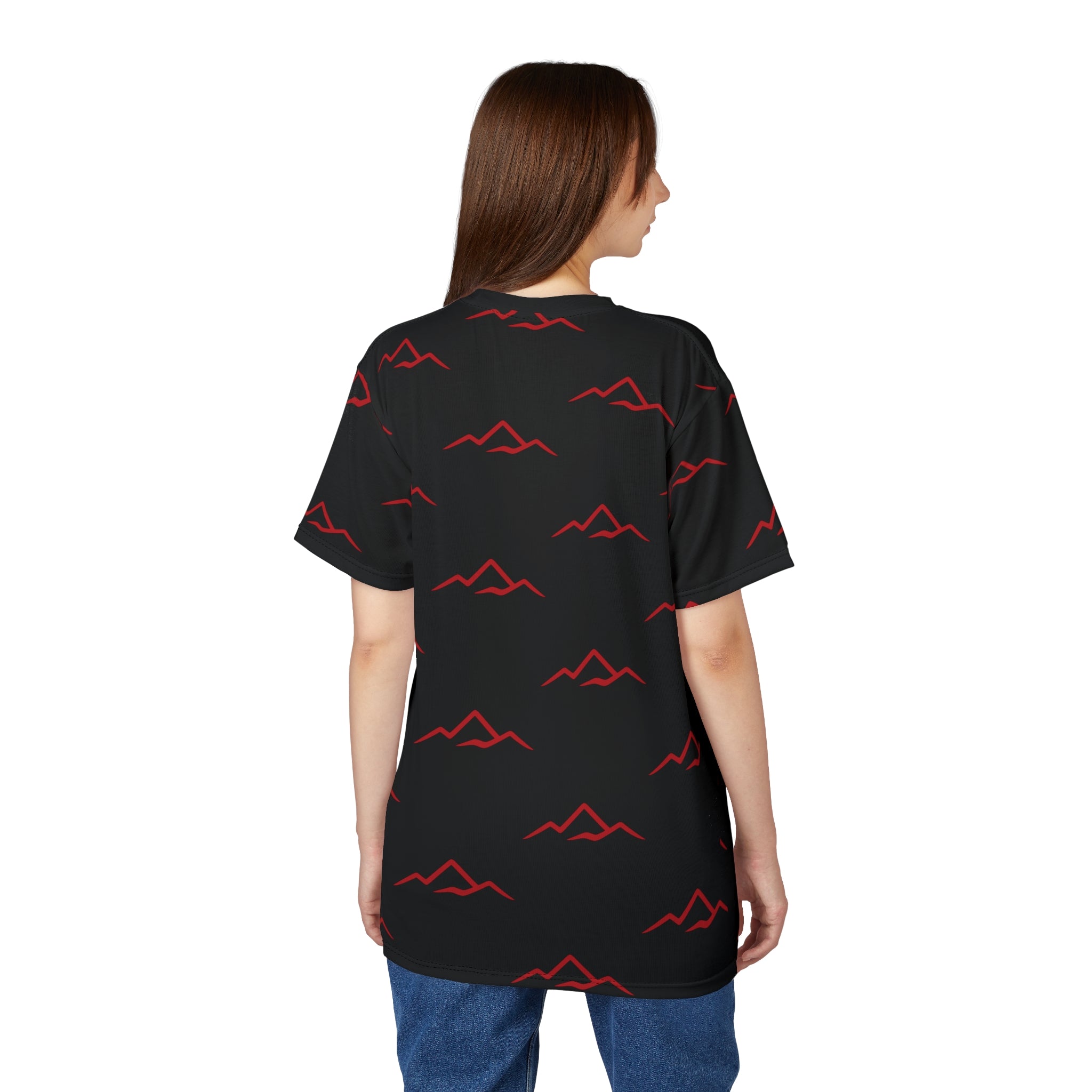 T‑Shirt — "Balkan Blood" Red Mountain Pattern All‑Over Print