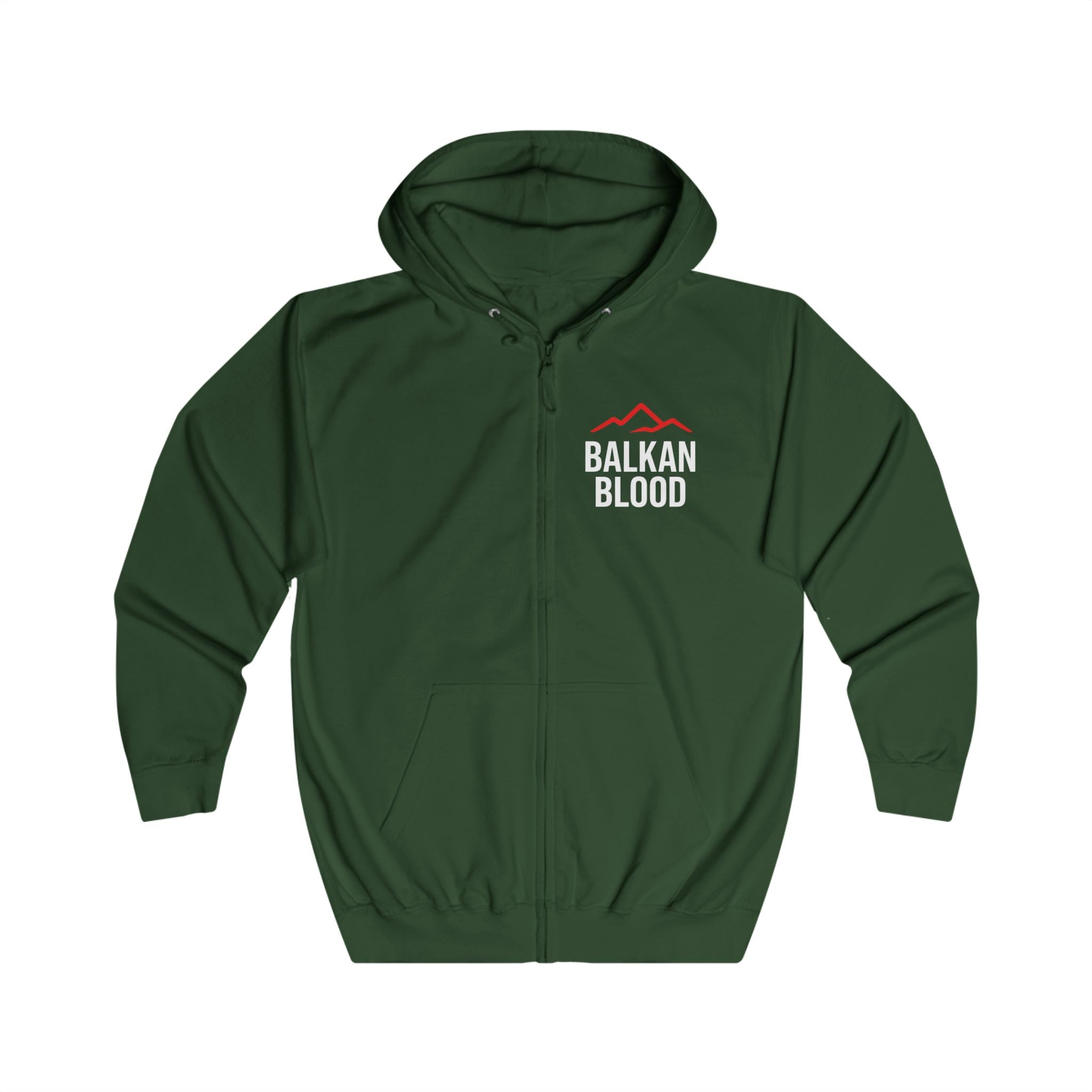Balkan Blood Unisex Full Zip Hoodie, Cozy Casual Wear for Travel Lovers, Perfect for Events, Gifts, Holidays, Outdoor Adventures