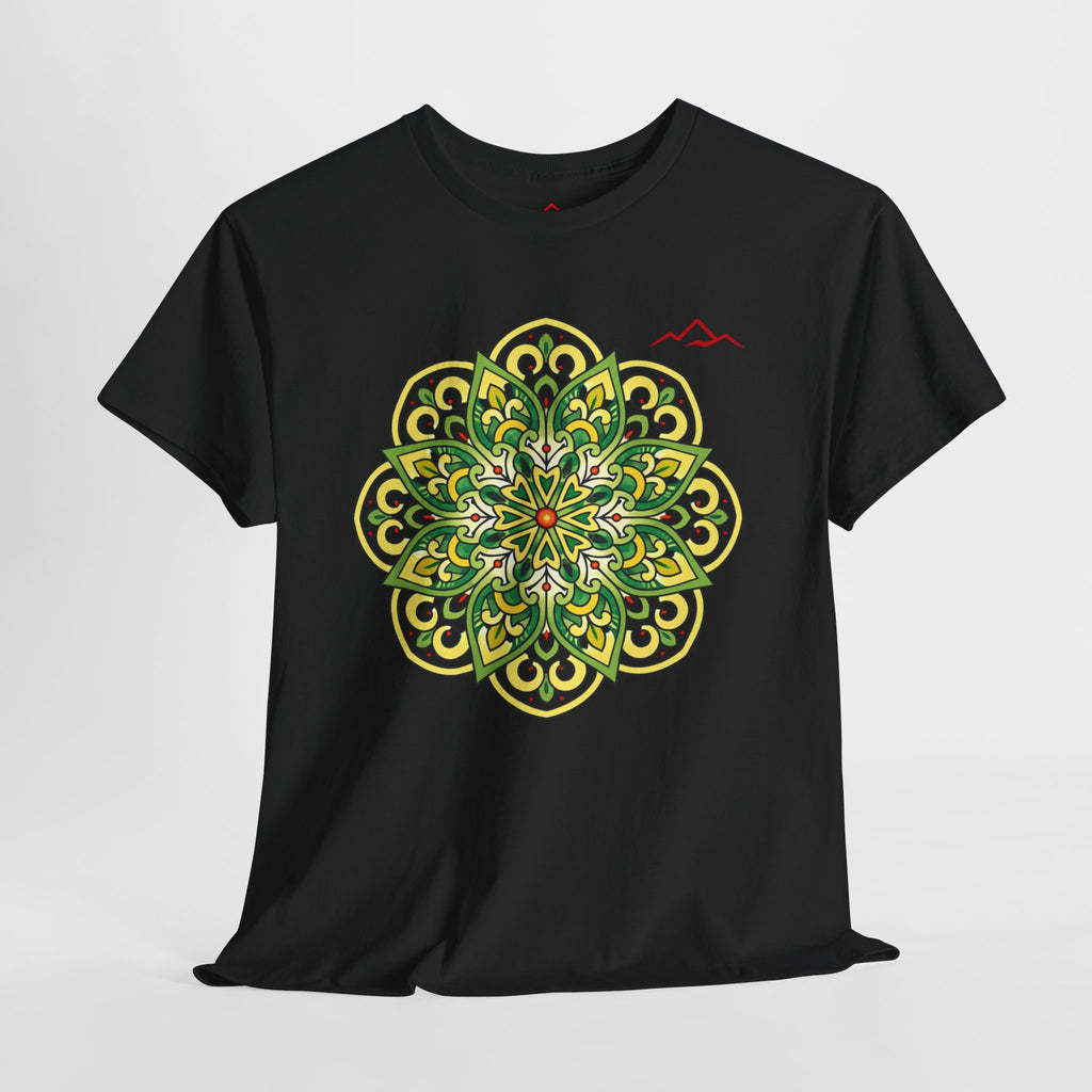 Balkan Blood Graphic Tee — Green Mandala Front & Drip Logo Back