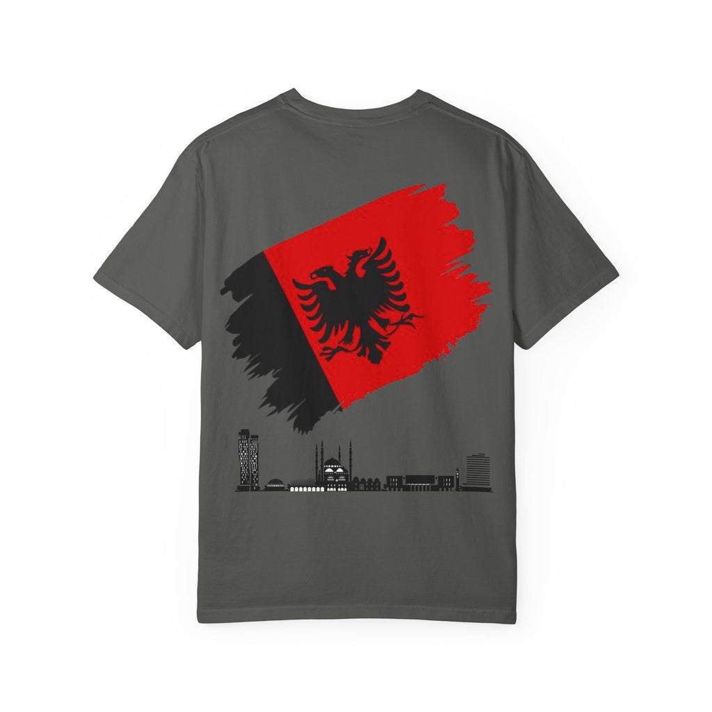 Albanian Balkan Heritage T-Shirt - Unisex Garment-Dyed Tee, Albania Pride Apparel, Cultural Gift, Travel Souvenir, Festival Wear