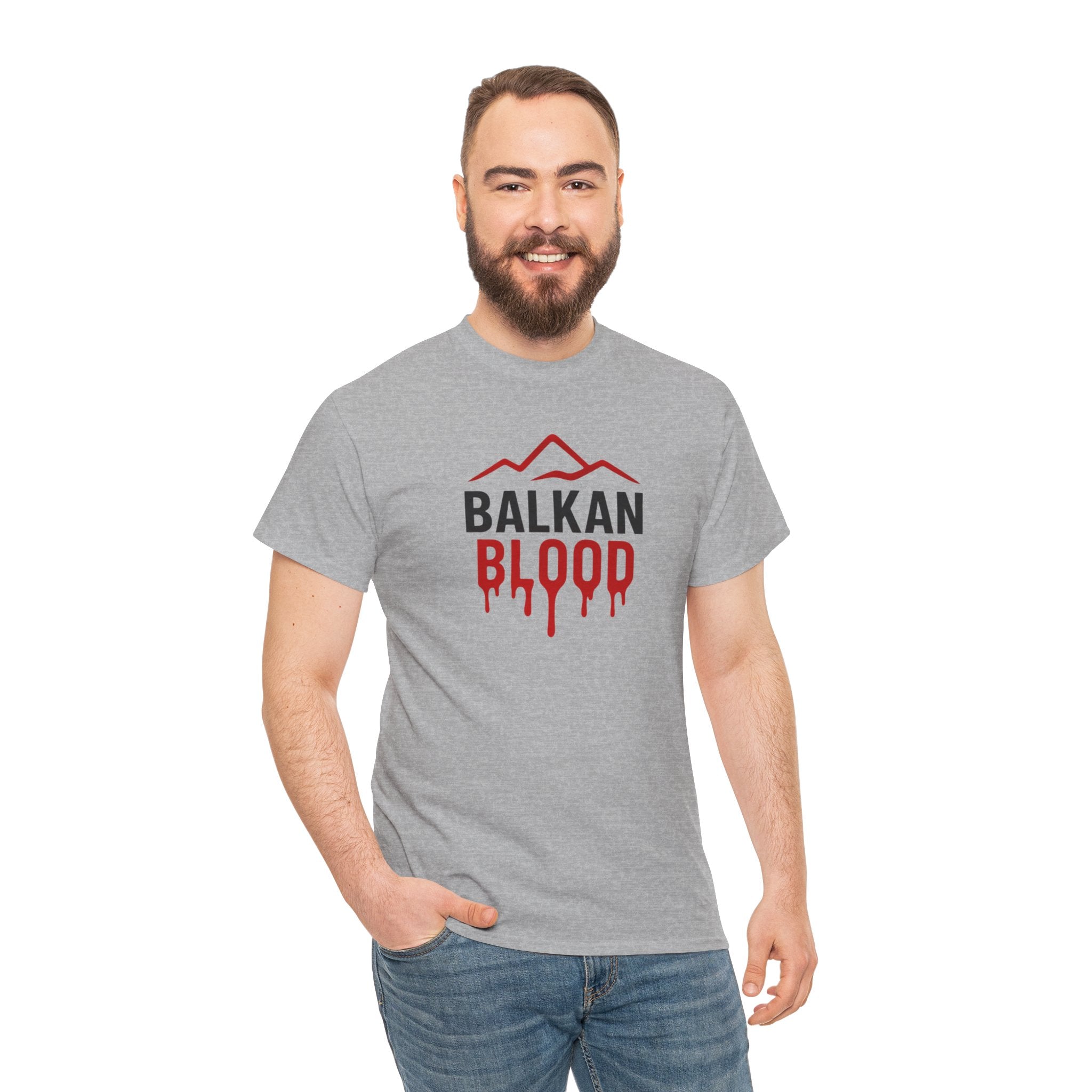 Balkan Blood T-Shirt — Heritage Graphic Tee with Multilingual “Blood” Back Print