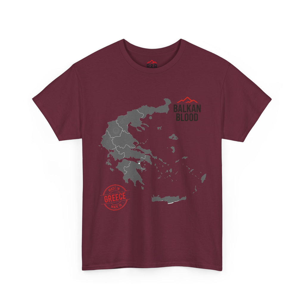 Balkan Blood Tee | Unisex Heavy Cotton T-Shirt, Greece Souvenir Shirt, Travel Gift, Casual Wear, Unique Graphic Tee