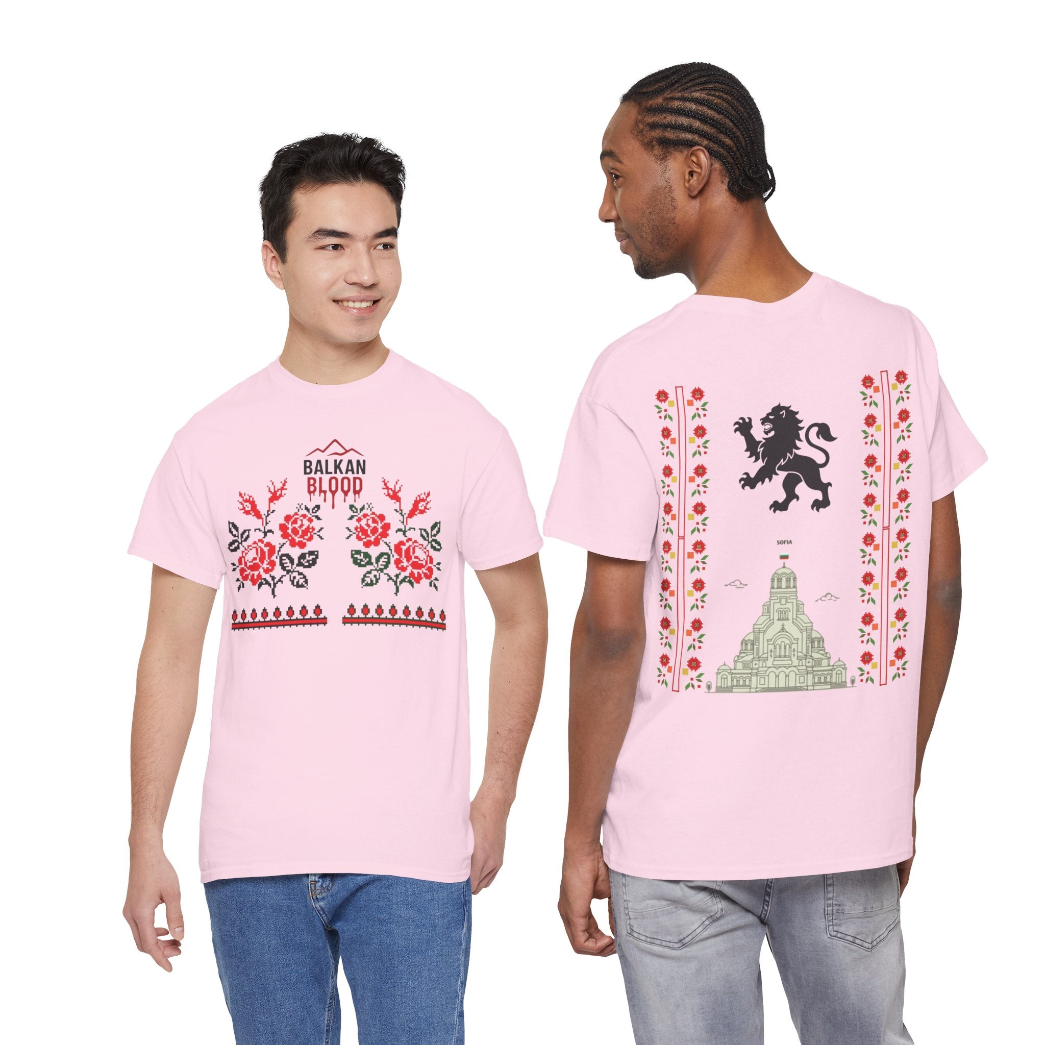 Bulgaria Balkan Blood Unisex Heavy Cotton Tee, Vintage Floral Graphic Shirt