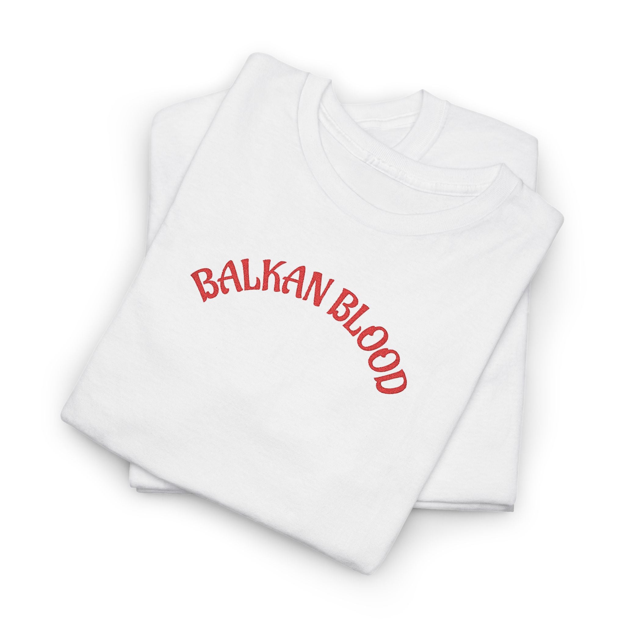 Embroidery Balkan Blood T‑Shirt — Red Arch Logo