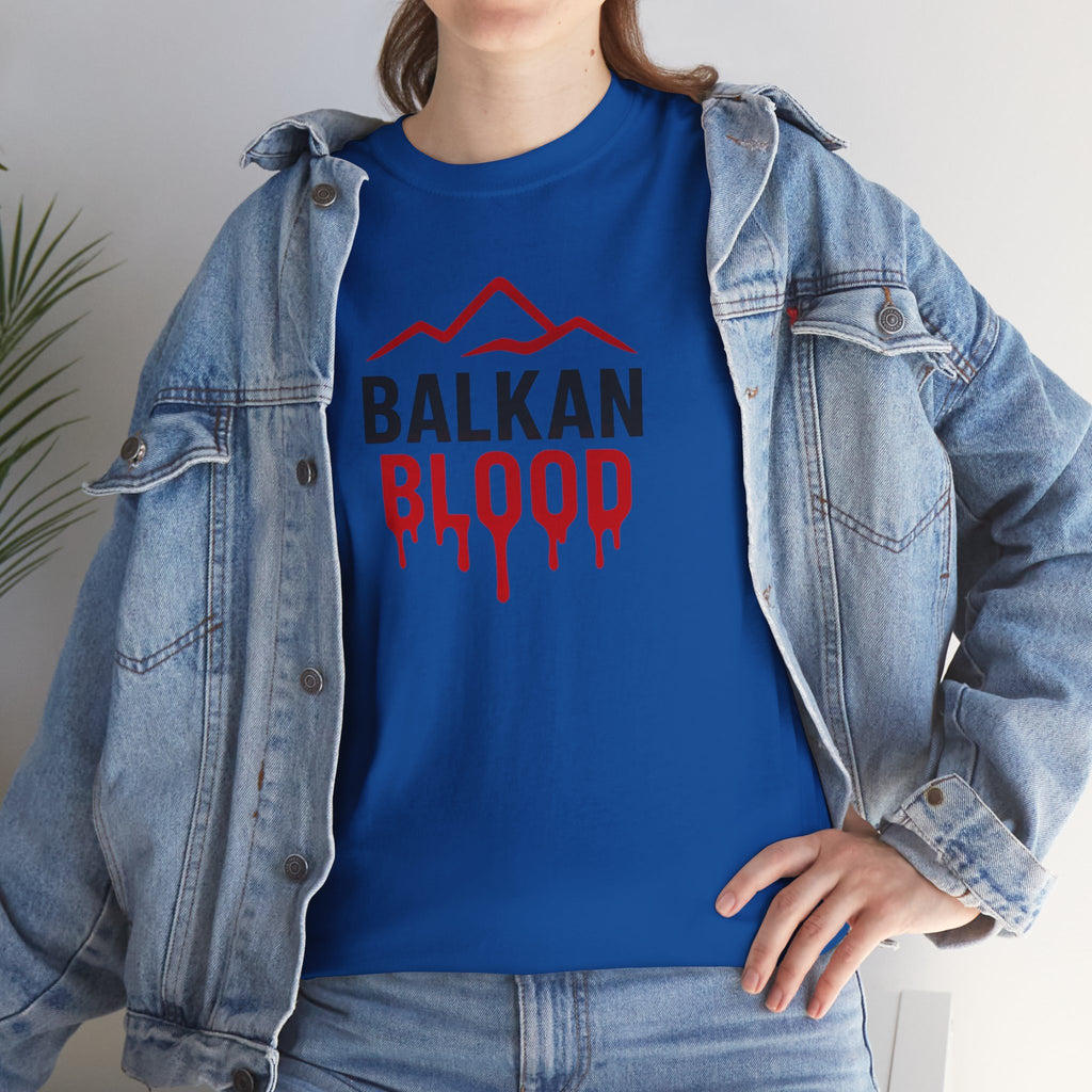 Balkan Blood T-Shirt — Heritage Graphic Tee with Multilingual “Blood” Back Print