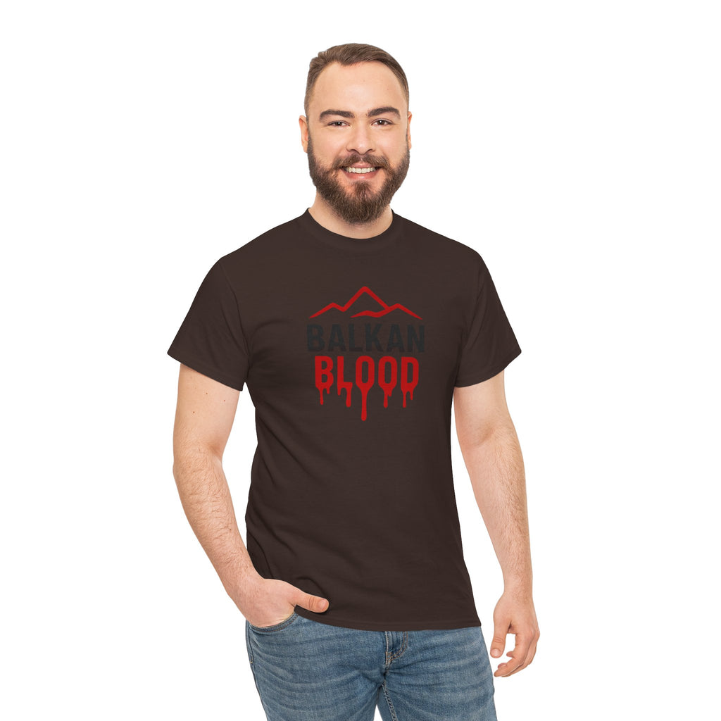 Balkan Blood T-Shirt — Heritage Graphic Tee with Multilingual “Blood” Back Print
